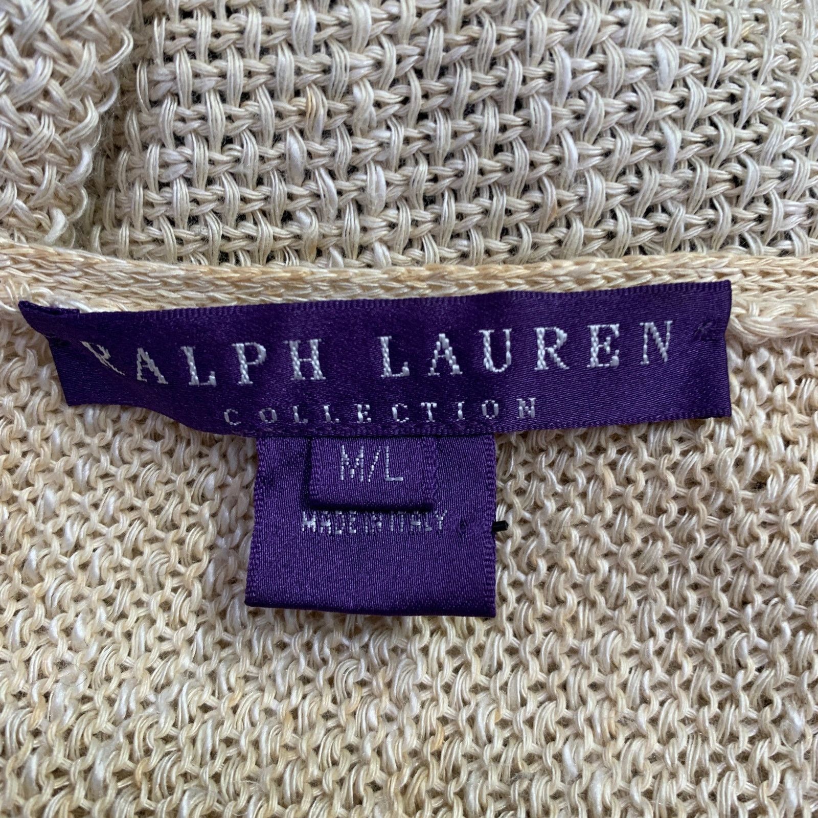 Ralph Lauren Size M/L Black Beige Linen Silk Color Block Cardigan Size M / US 6-8 / IT 42-44 - 10 Thumbnail