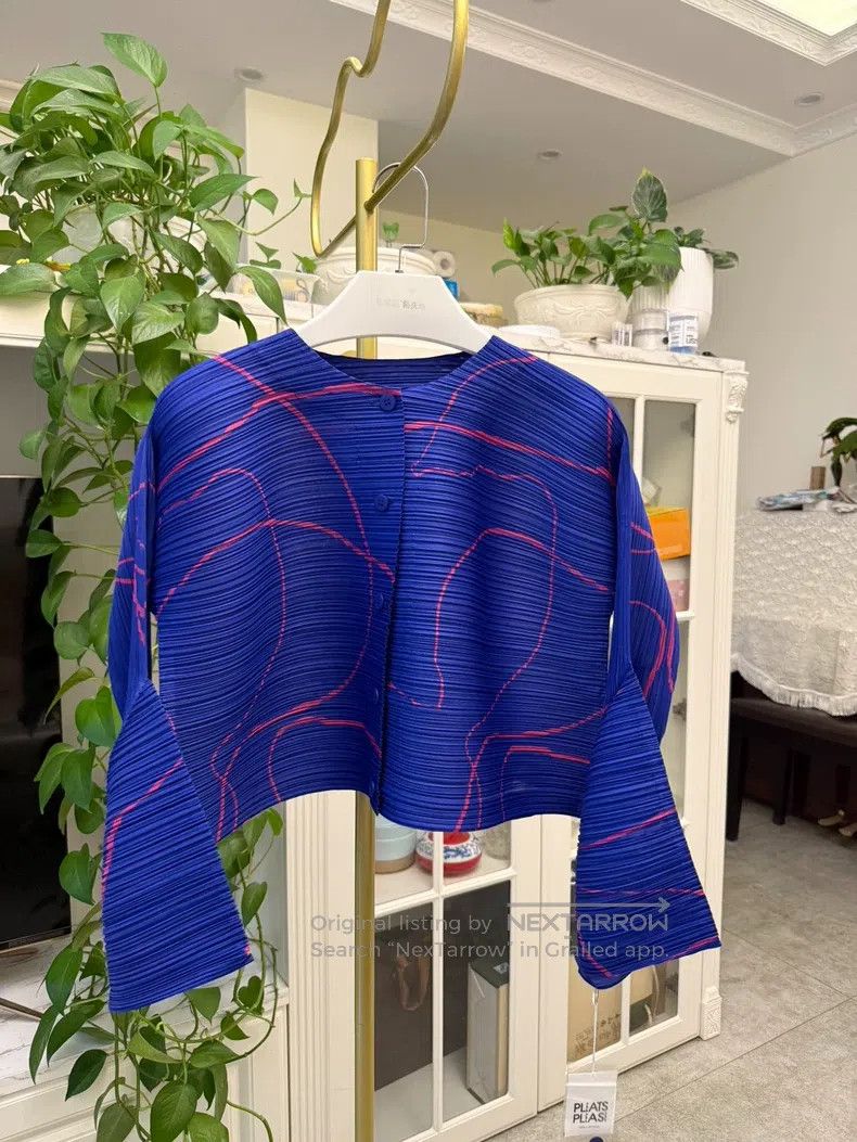 Issey Miyake Issey Miyake Horizontal Striped Blue Cardigan Coat Size L / US 10 / IT 46 - 1 Thumbnail