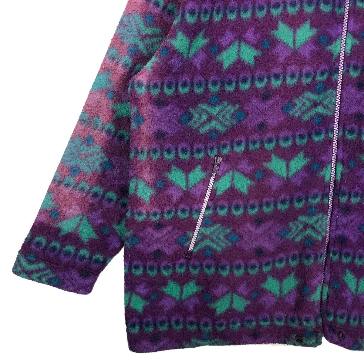 Japanese Brand 🔥90’s Vintage Navajo Aztec Fleece Jacket Head Japan Size US L / EU 52-54 / 3 - 3 Thumbnail