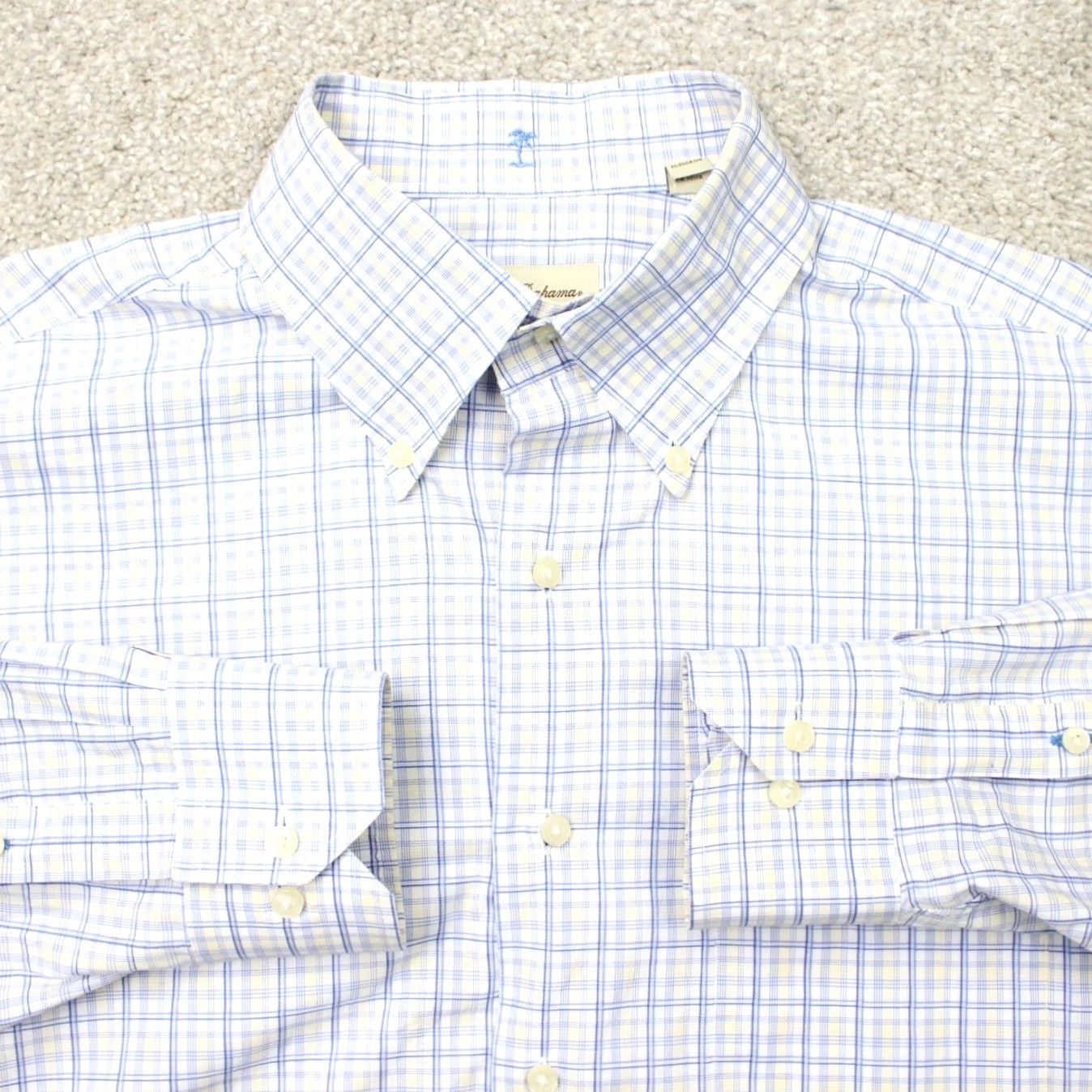 Tommy Bahama Tommy Bahama Dress Shirt Mens 17 36/37 Blue Yellow 100% Cotton Long Sleeve Button Down Collared Size US XL / EU 56 / 4 - 2 Thumbnail