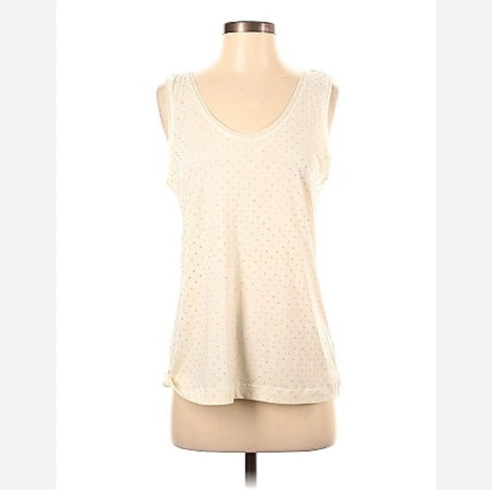 Banana Republic Banana Republic • White and Gold Polka Dotted Tank • Size S Size S / US 4 / IT 40 - 1 Thumbnail