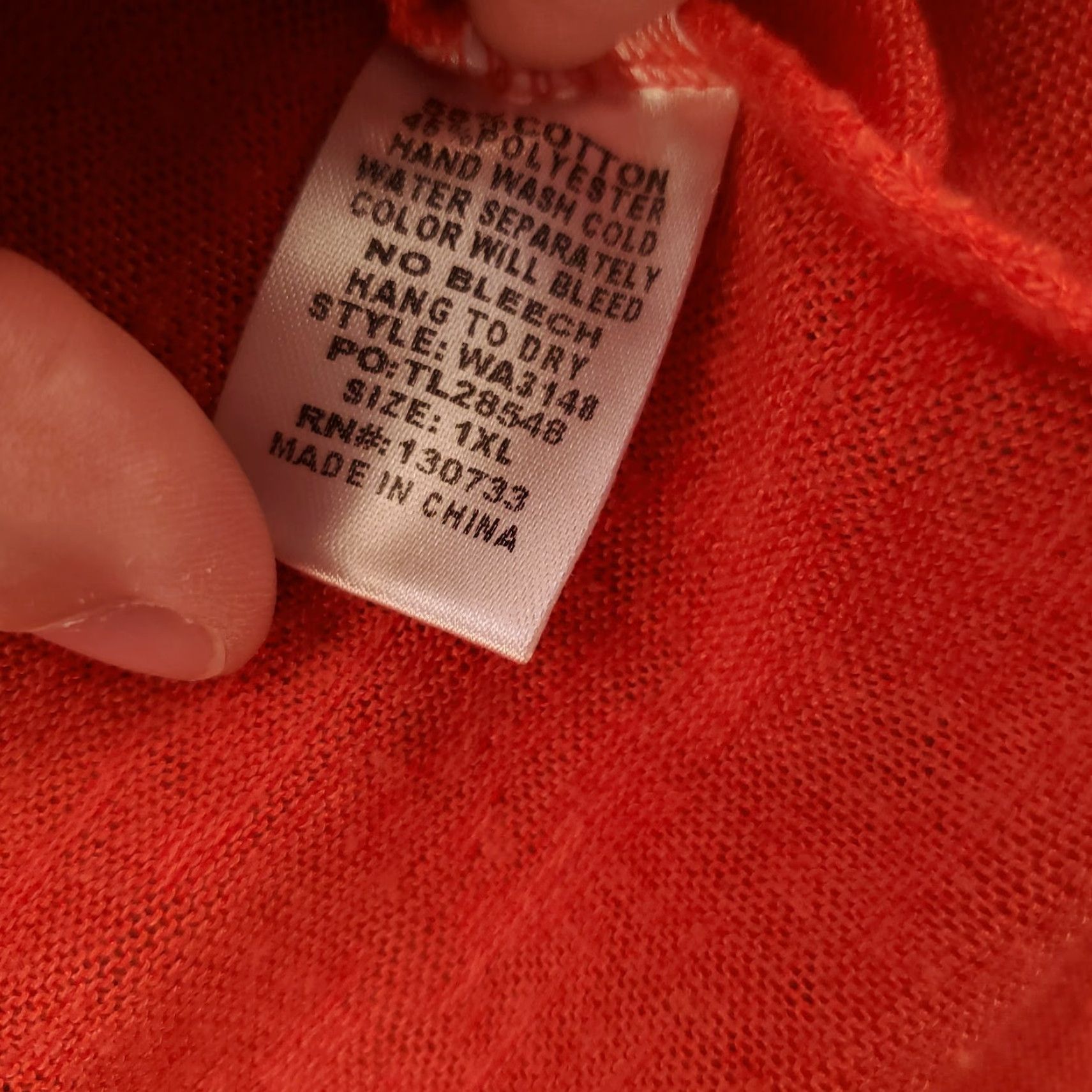 Vintage Womens Lace Up Back Top 1XL Crochet Lace Hem Accent Coral Orange Size XL / US 12-14 / IT 48-50 - 6 Thumbnail