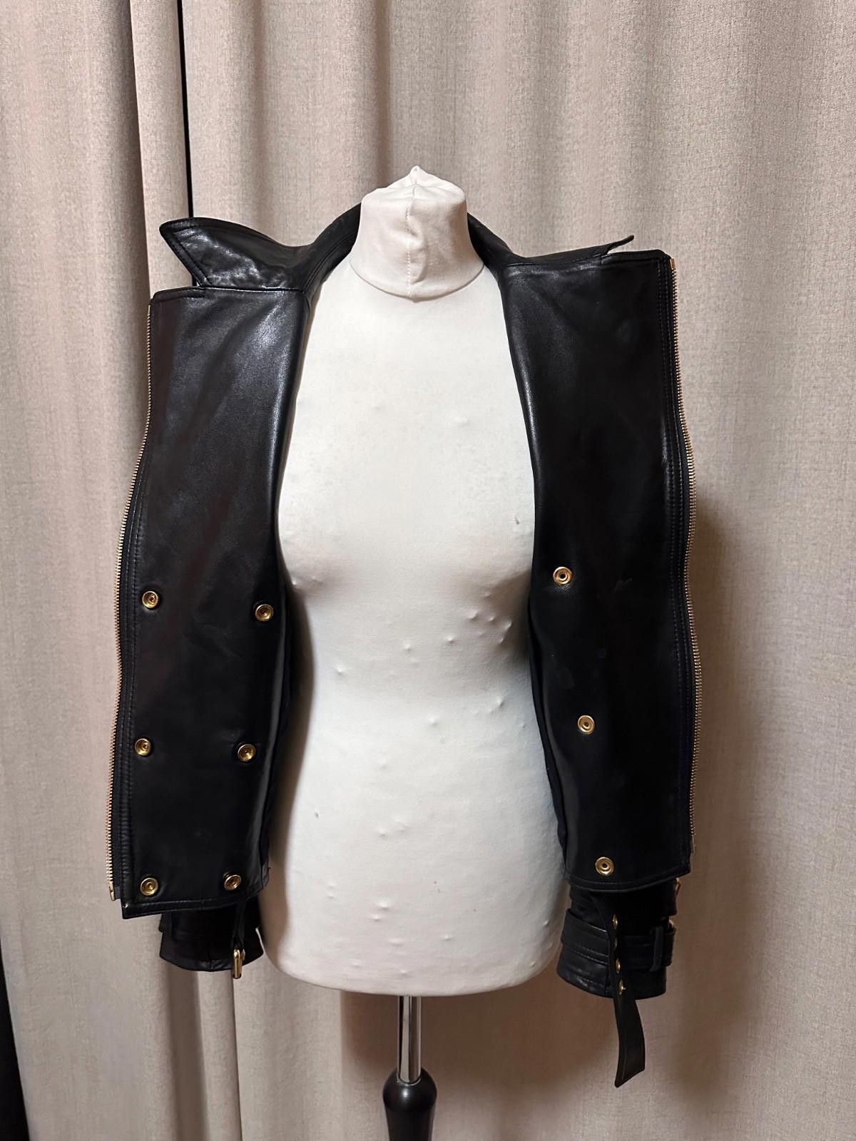 Balmain × H&M BALMAIN for H&M Women Black Leather Biker Jacket US8 EU38 Size M / US 6-8 / IT 42-44 - 8 Thumbnail