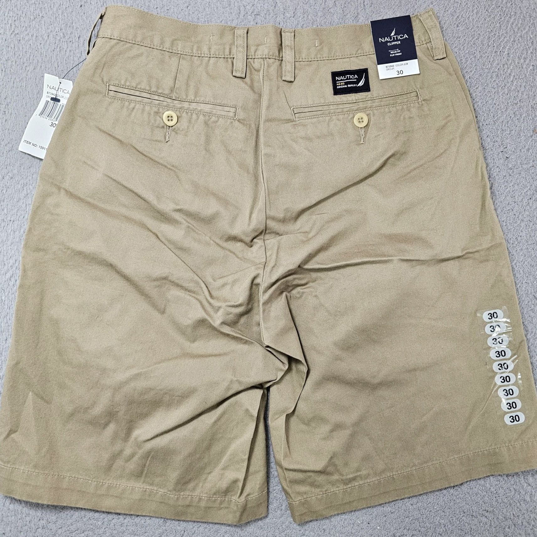 Nautica Nautica Clipper Shorts Mens 30 Beige Relax Fit Flat Front Chino New With Tags Size US 30 / EU 46 - 3 Thumbnail