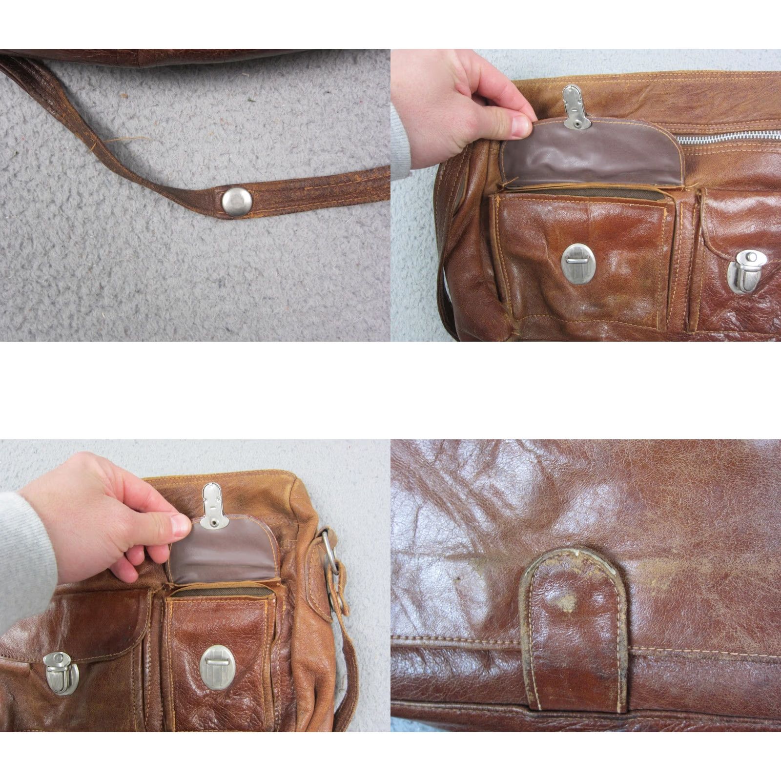 Vintage VINTAGE Womens Bag Brown Leather Crossbody Purse Messenger Satchel 60s 80s 90s Size ONE SIZE - 9 Thumbnail