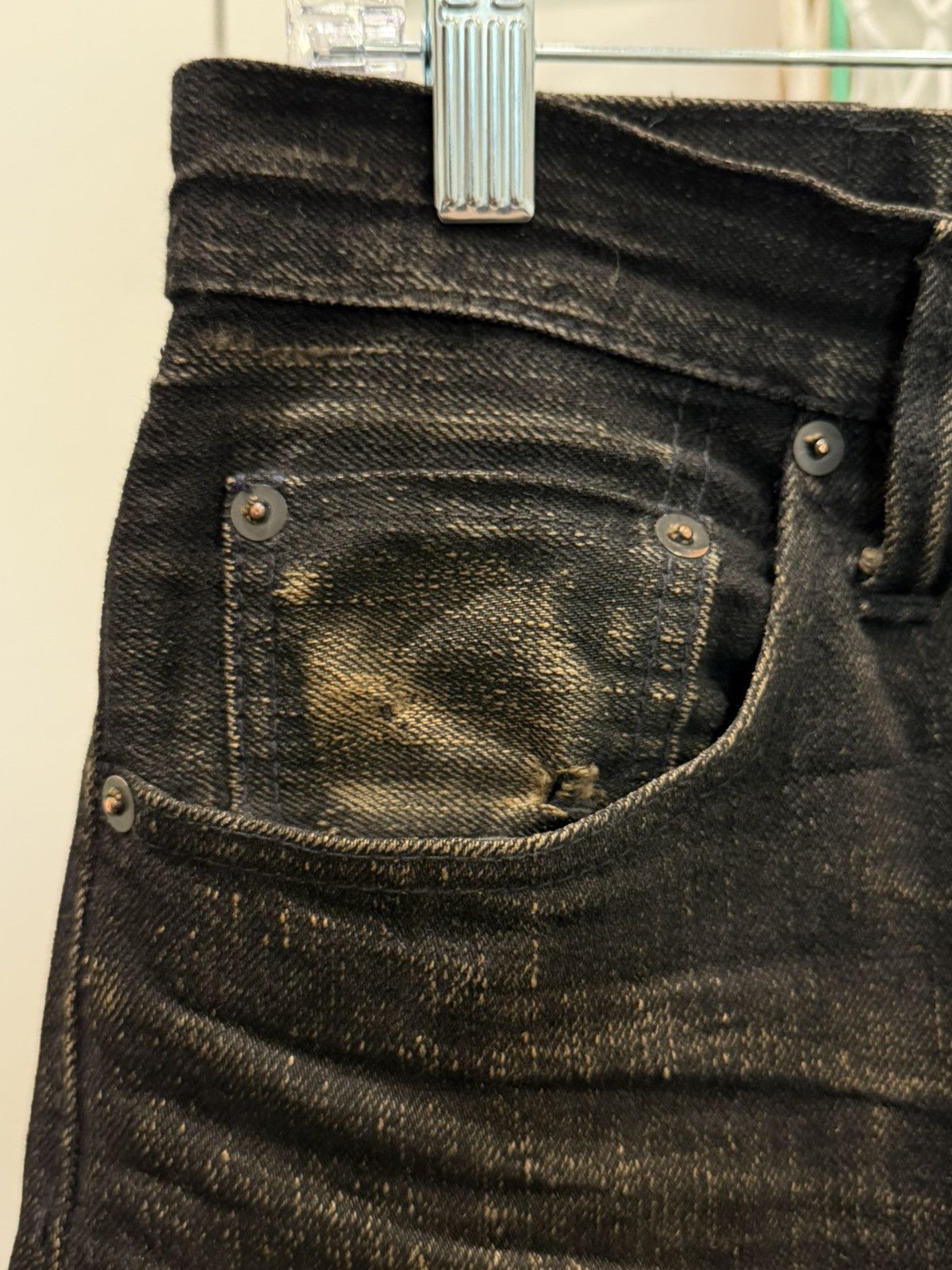 Pure Blue Japan Tea Core Dyed Black Selvedge Jeans - TCD-003-BK Size US 30 / EU 46 - 3 Thumbnail