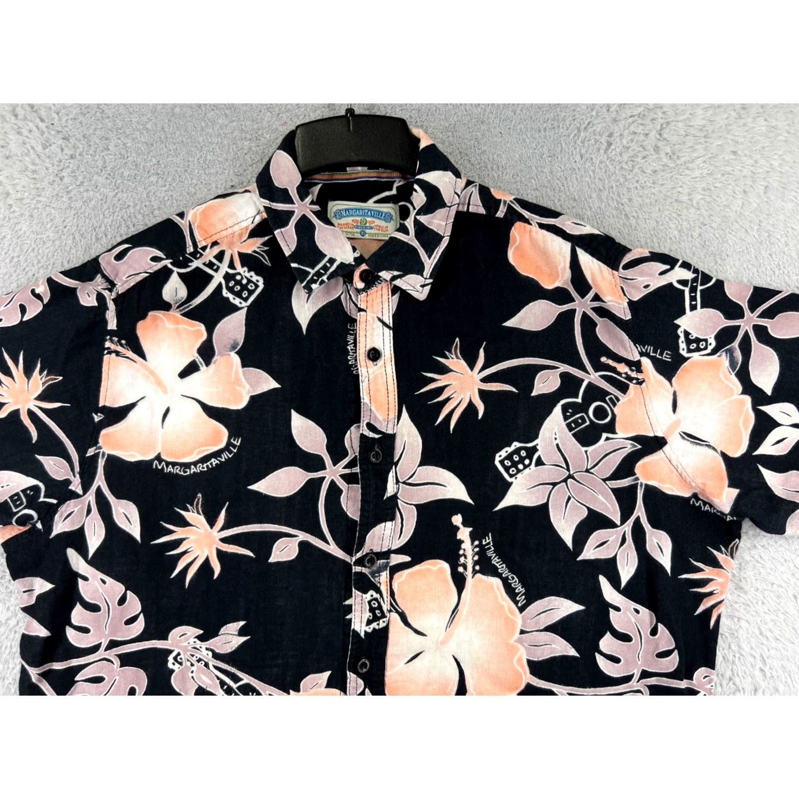 Vintage Margaritaville Shirt Mens Floral Button Cotton XL Black Hibiscus Pattern Modern Classic Casual Shirt Size US XL / EU 56 / 4 - 7 Thumbnail