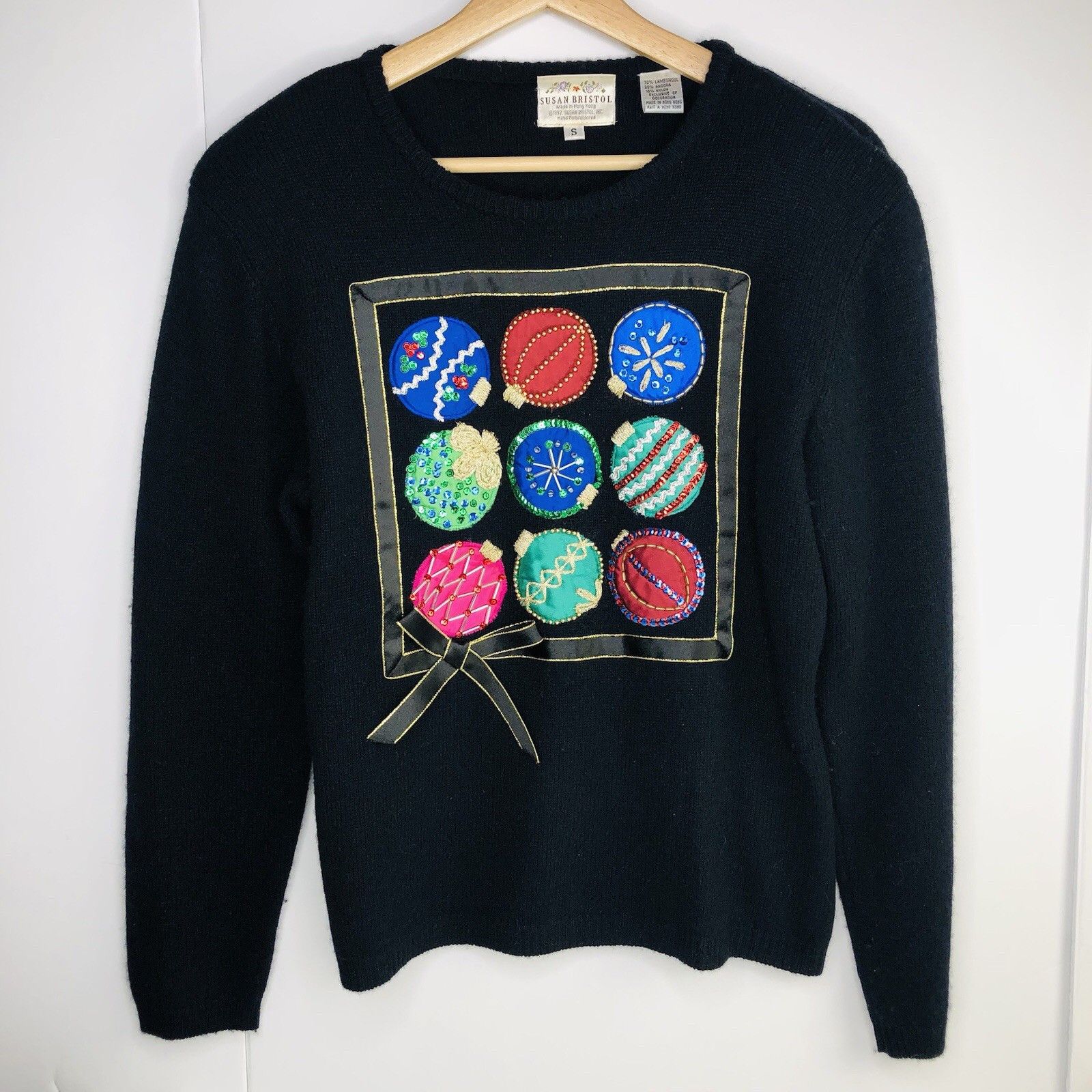 Other 90s SUSAN BRISTOL Black Christmas Sweater Size S Wool Size S / US 4 / IT 40 - 1 Thumbnail