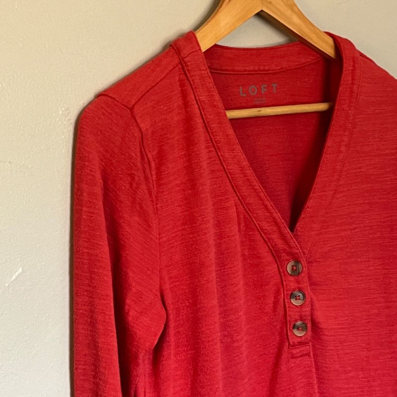 Loft LOFT Women's Long-Sleeve Top Size M Red Size M / US 6-8 / IT 42-44 - 2 Thumbnail