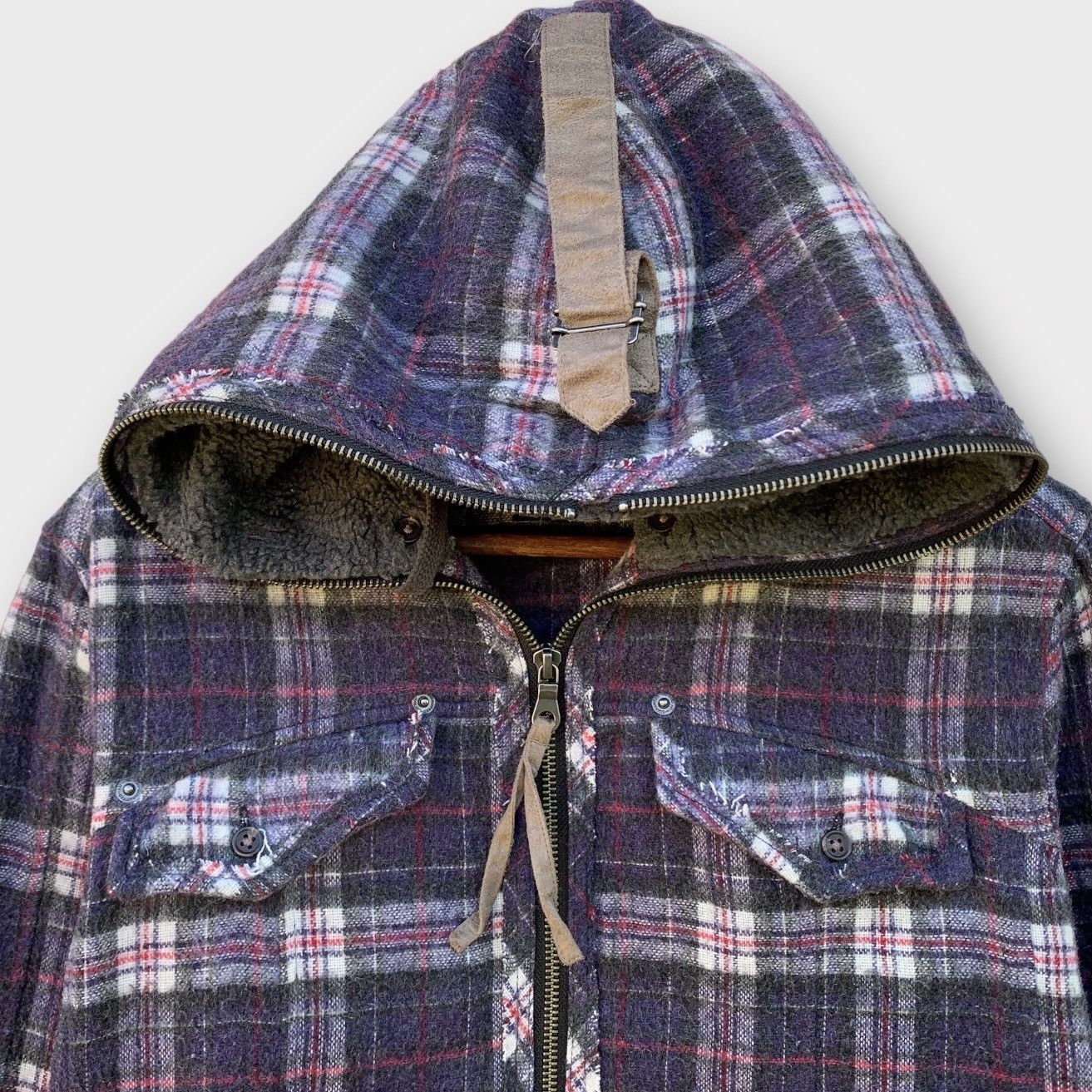 Japanese Brand PPFM PLAID WOOL FULL ZIPPER JACKET Size M / US 6-8 / IT 42-44 - 5 Thumbnail
