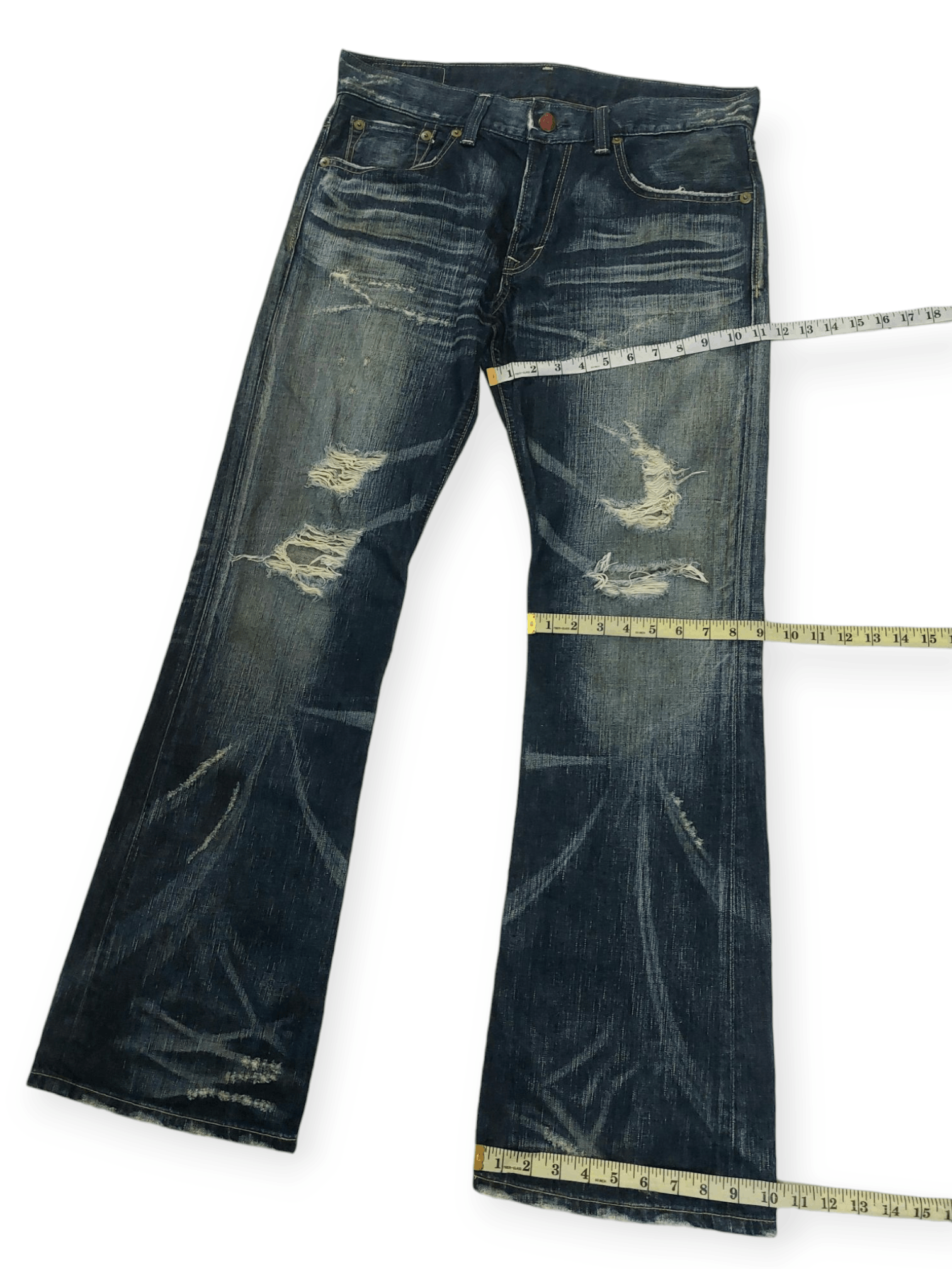 Edwin Edwin Blue Trip 503 Ripped Mudmax Flare Denim Size US 35 - 16 Thumbnail