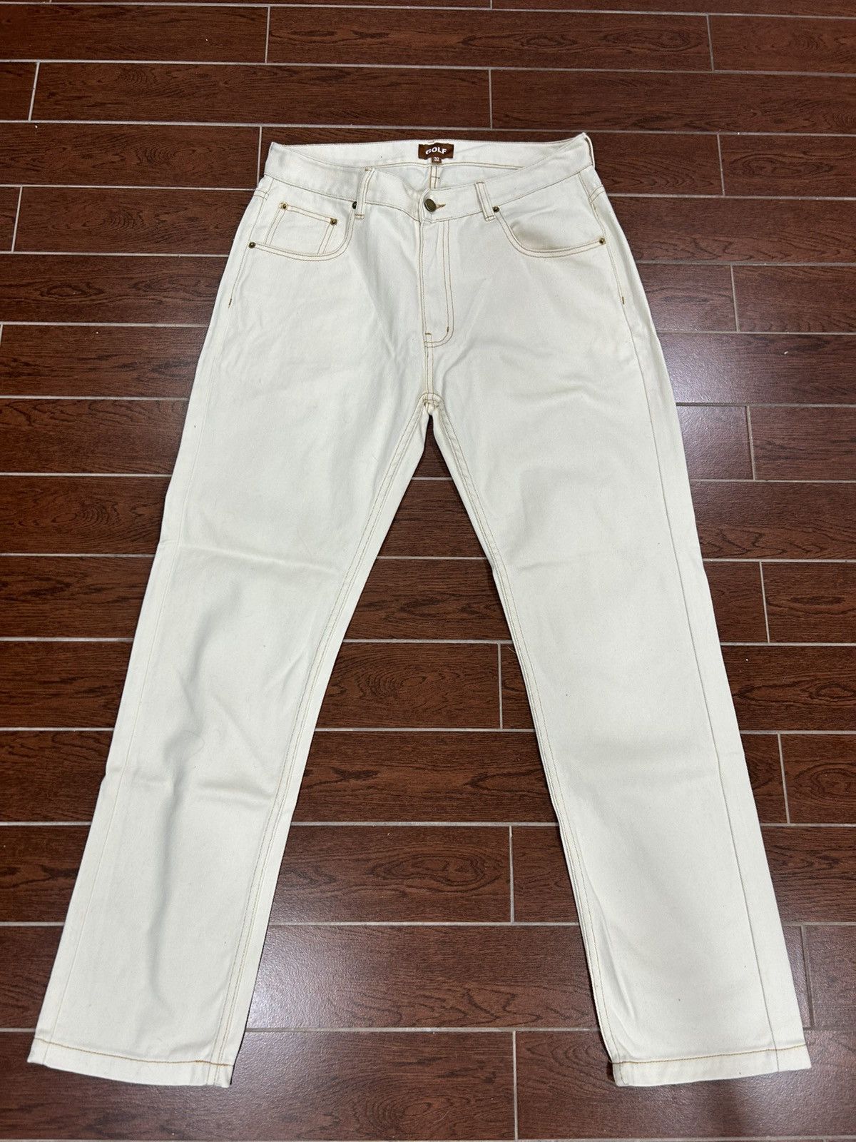 Golf Wang Golf Wang cream script denim jeans tyler the creator Size US 32 / EU 48 - 3 Thumbnail