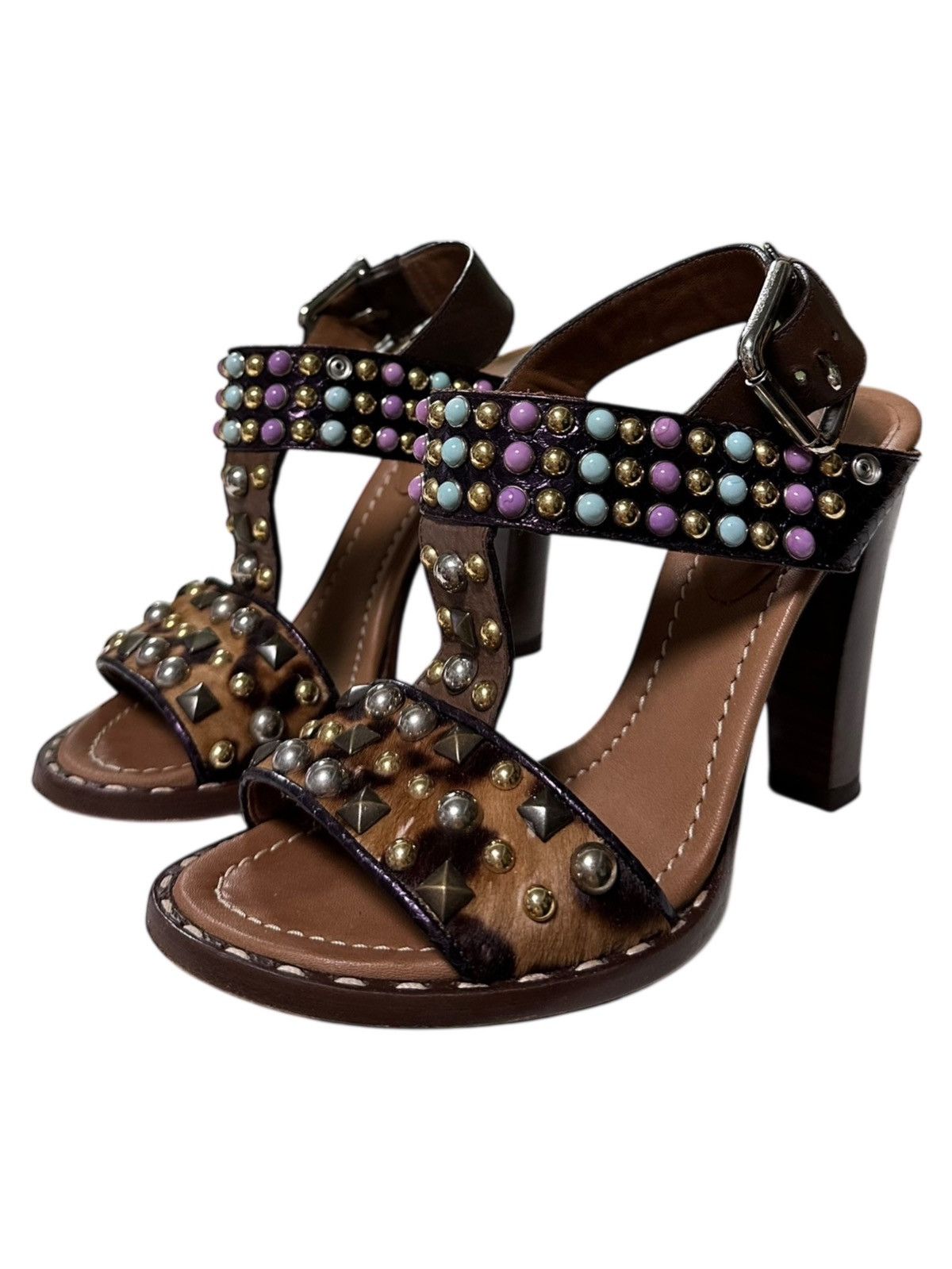 Dolce & Gabbana DOLCE&GABBANA Stud Leather Slingback Sandals Size US 5.5 / IT 35.5 - 1 Thumbnail
