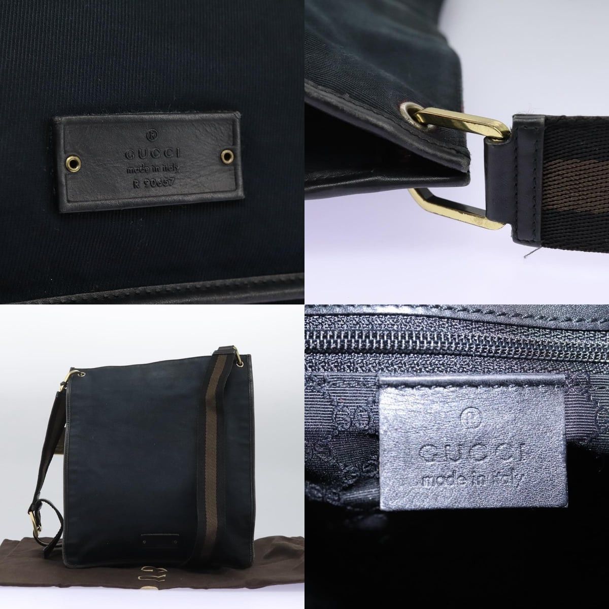 Gucci GUCCI Sherry Line Shoulder Bag Canvas Black Brown Size ONE SIZE - 11 Thumbnail