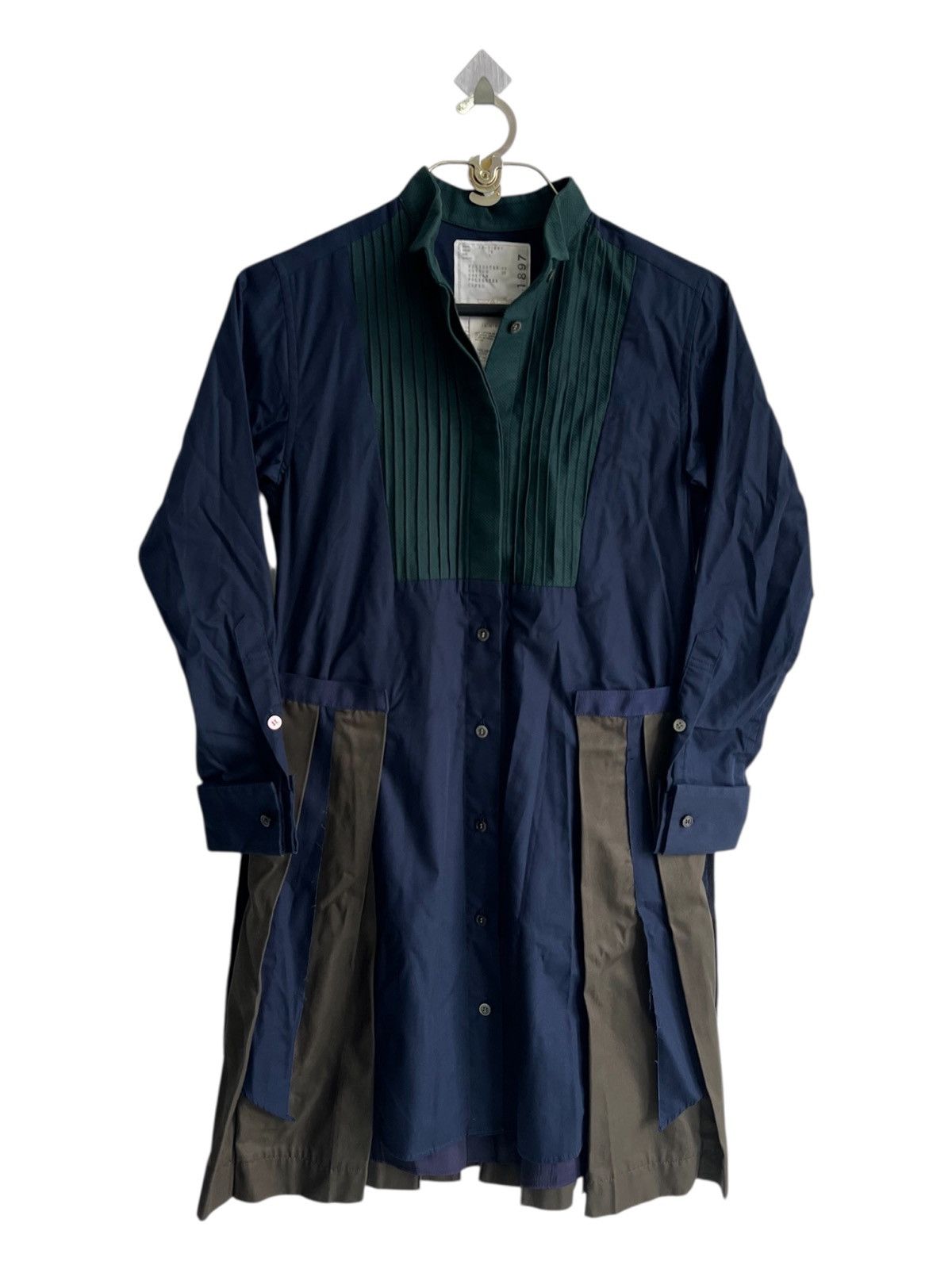 Sacai PROTOTYPE FW21 Sacai Pleated Docking Bib Hybrid Overshirt Size US M / EU 48-50 / 2 - 1 Thumbnail