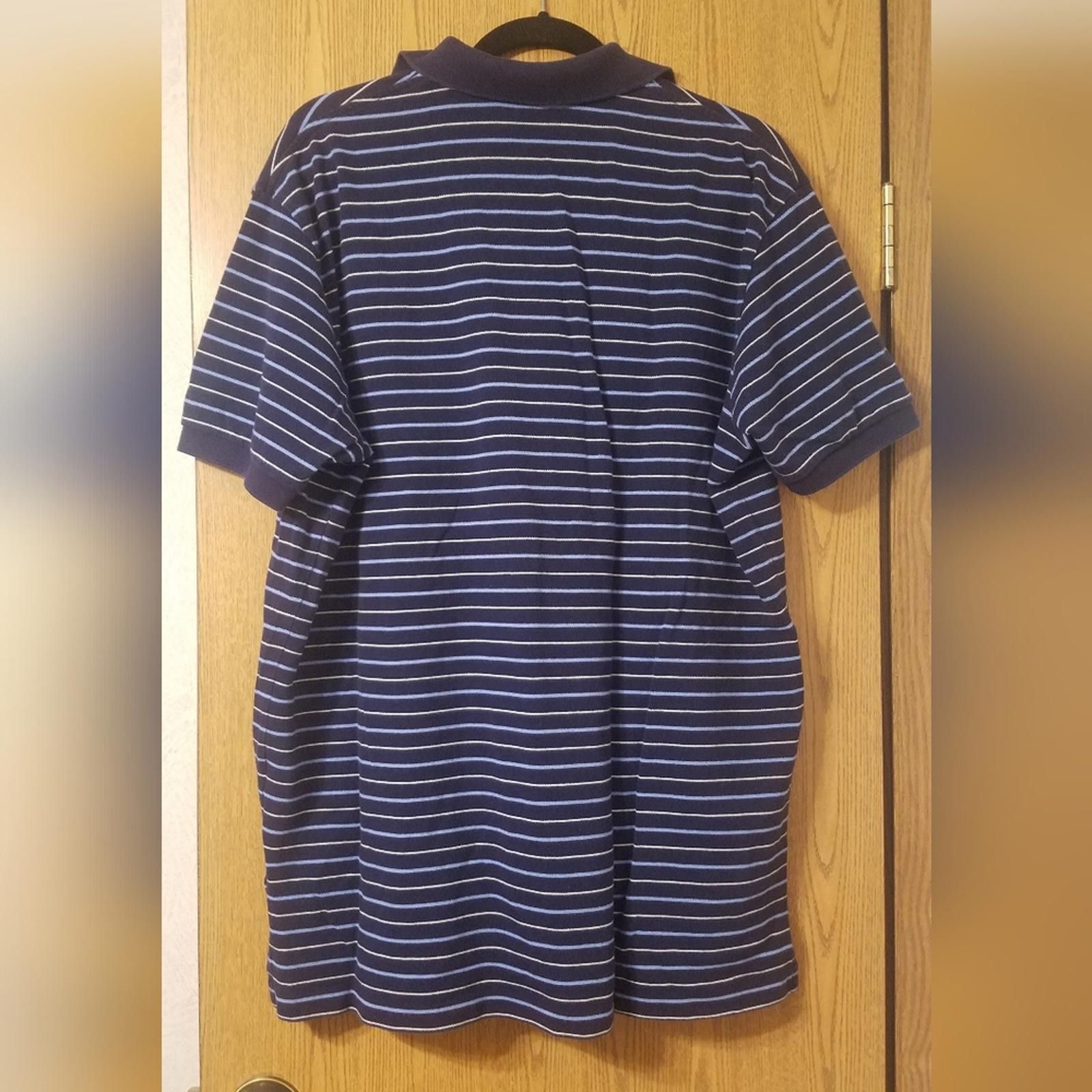 Polo Ralph Lauren Polo by Ralph Lauren Navy and White Striped Polo Shirt XL Size US XL / EU 56 / 4 - 2 Thumbnail