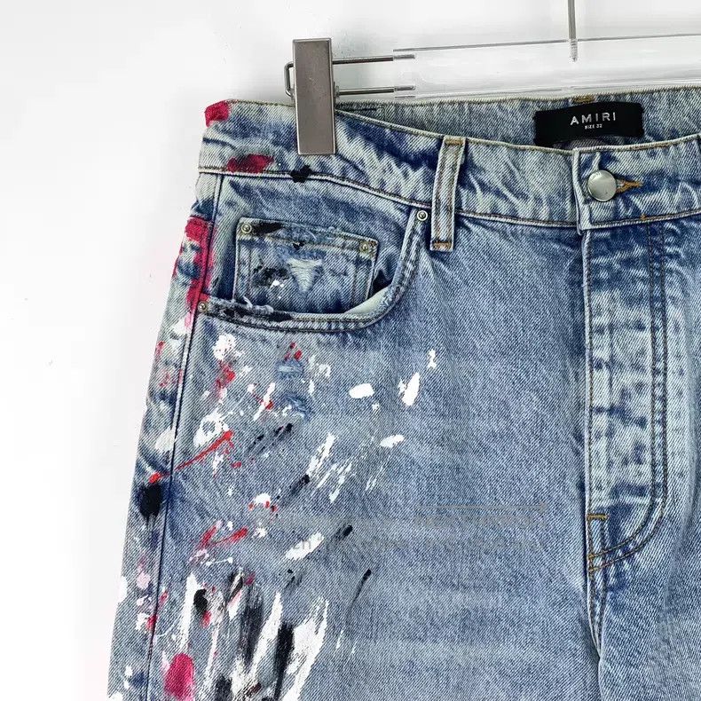 Amiri Amiri Light Blue Hole Splatter Print Cotton Casual Denim L Size US 32 / EU 48 - 3 Thumbnail