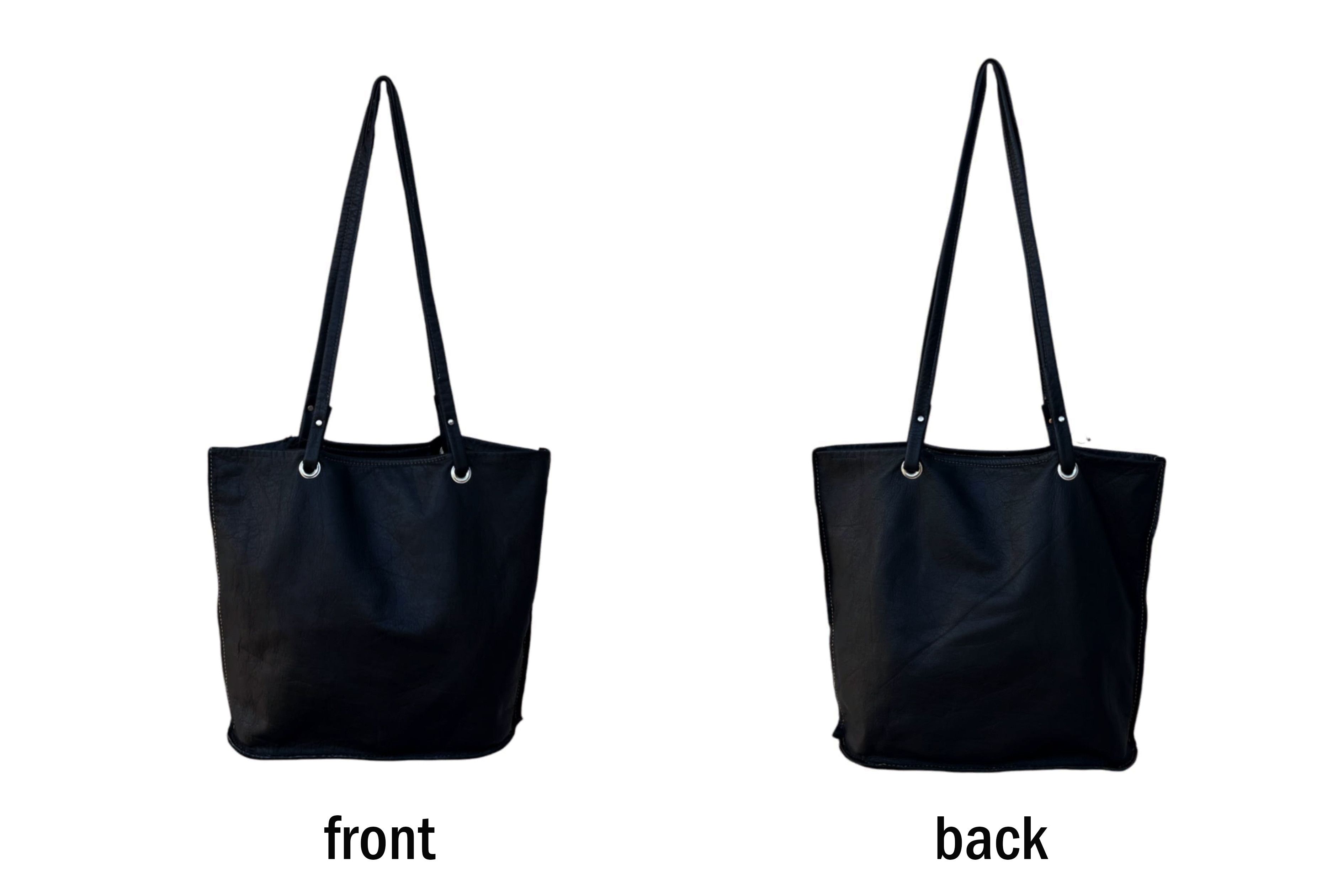 Vintage Light Weight handmade black genuine leather shoulder bag Size ONE SIZE - 3 Thumbnail