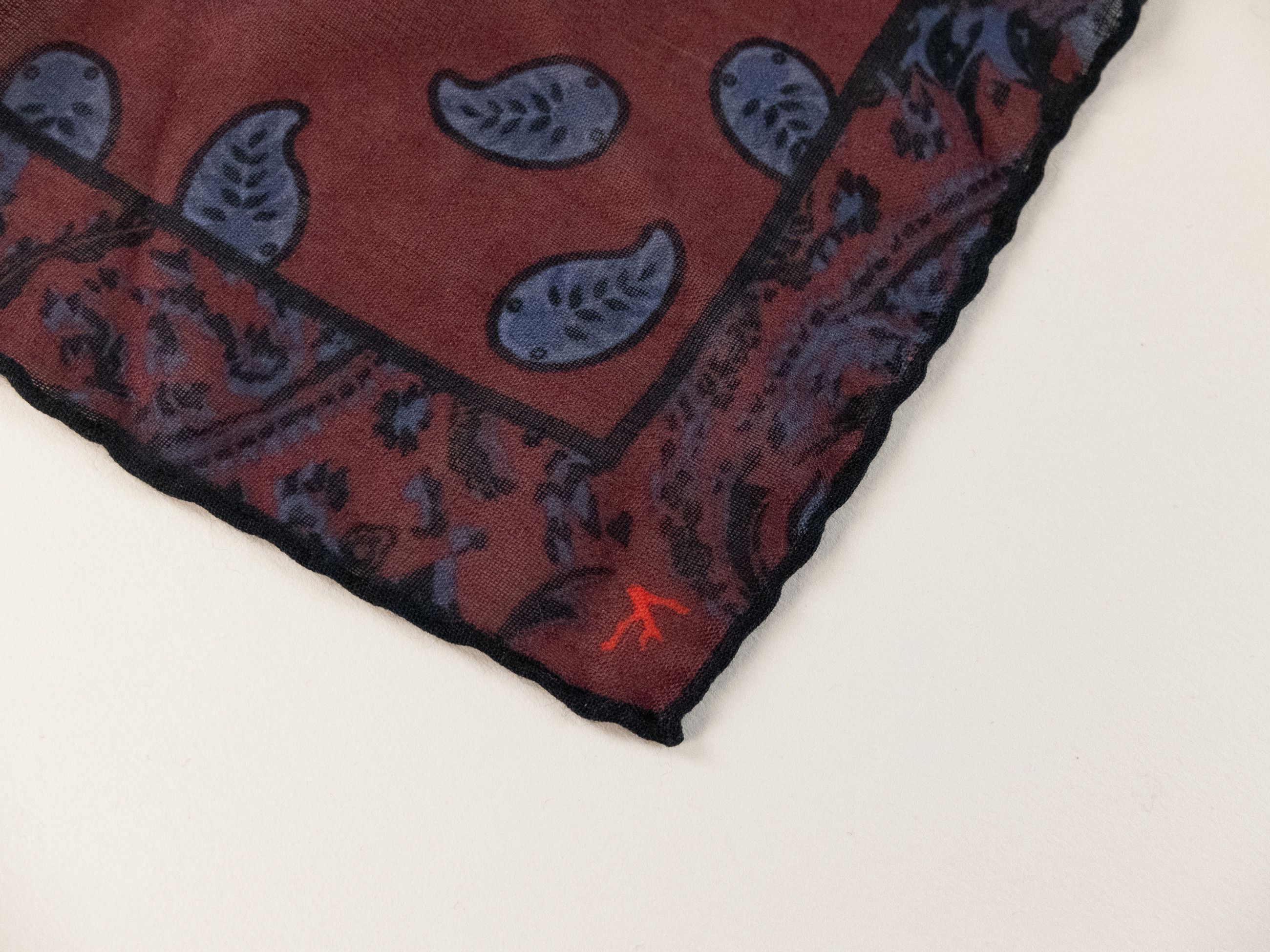 Isaia ISAIA Napoli burgundy paisley motif wool pocket square Size ONE SIZE - 2 Thumbnail