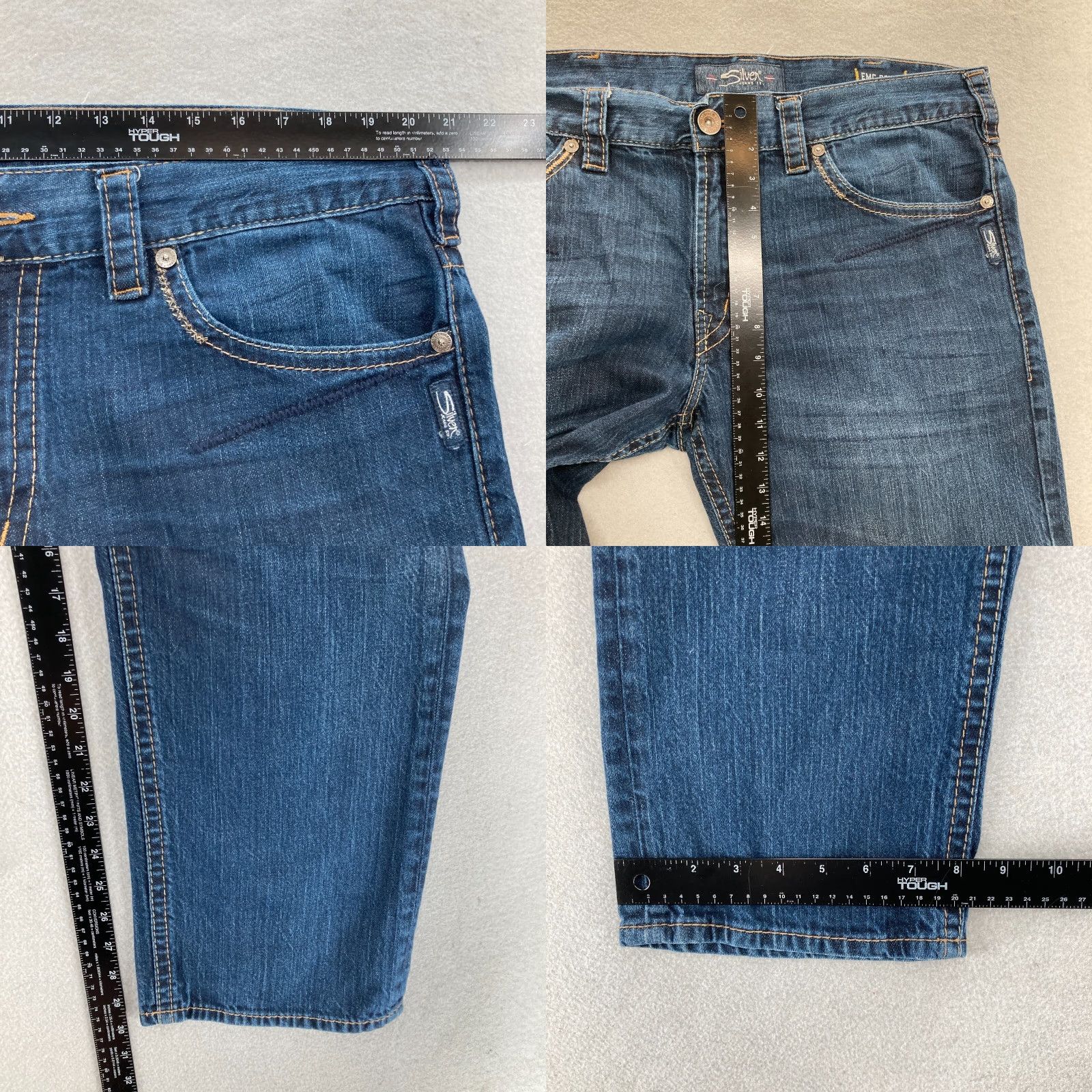 Silver Jeans Co. VINTAGE Silver Jeans Eddie Mens 42x30 Dark Blue EMC Denim Straight Leg Grunge Rock Size US 42 / EU 58 - 8 Thumbnail