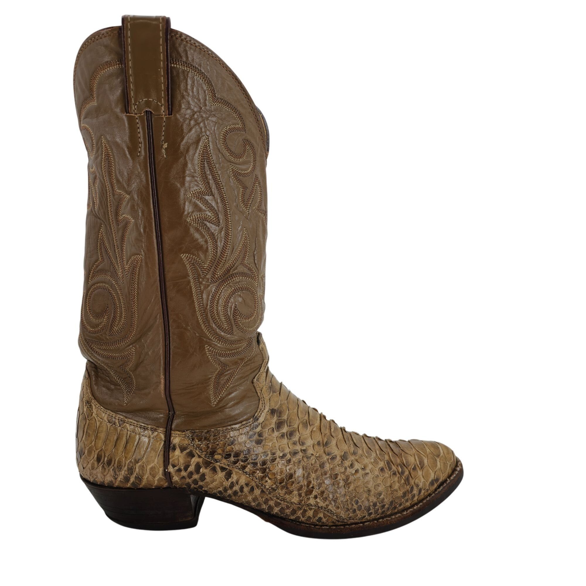 Justin Vintage Exotic Python Snakeskin Justin Mens 11D Brown Cowboy Size US 11 / EU 44 - 1 Thumbnail
