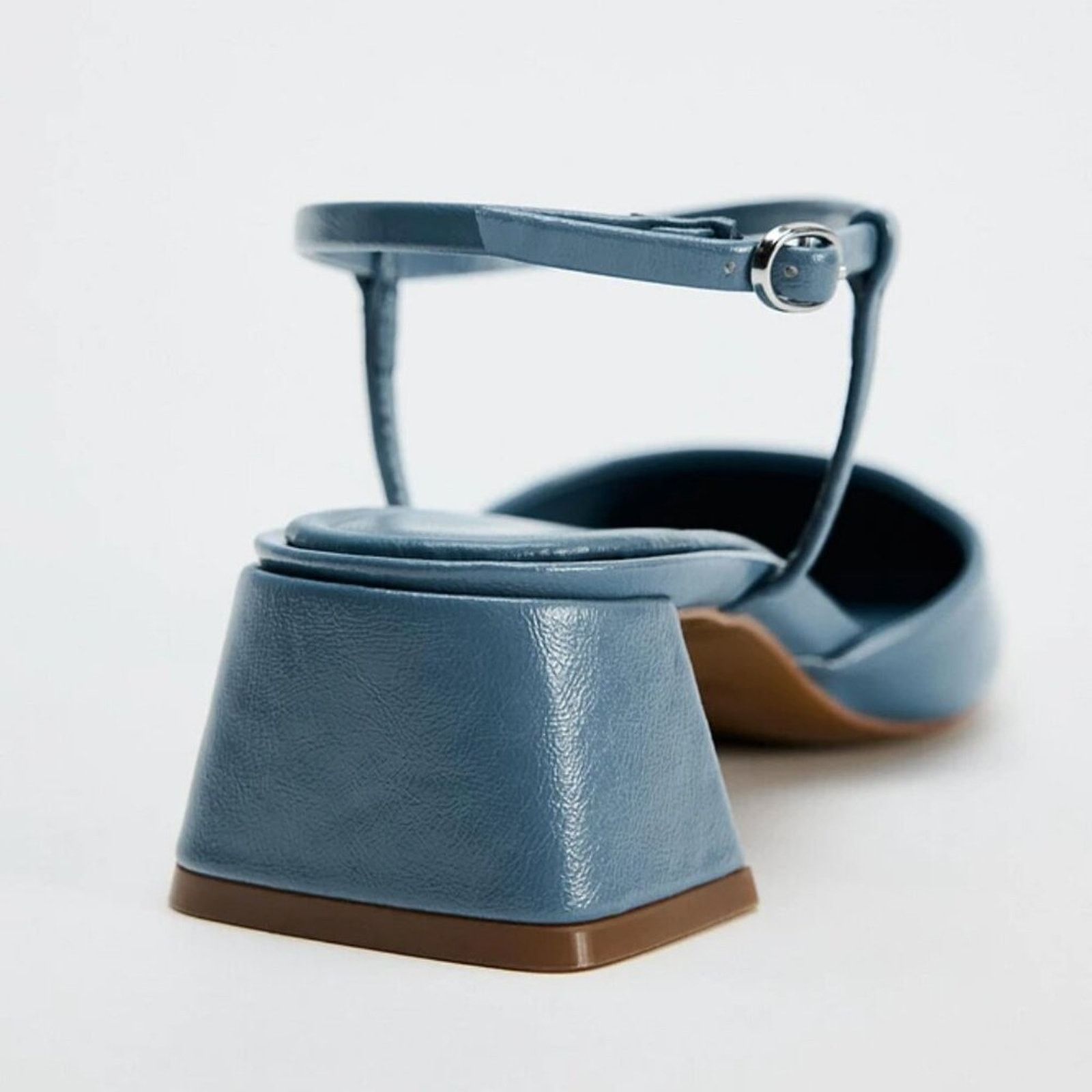 Zara Zara Blue Square Toe Slingback Block Heels NWT Size US 7.5 / IT 37.5 - 17 Thumbnail