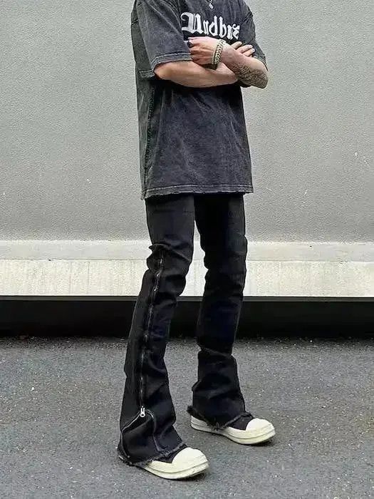 Japanese Brand faded zipper utility flared jeans Size US 32 / EU 48 - 2 Thumbnail