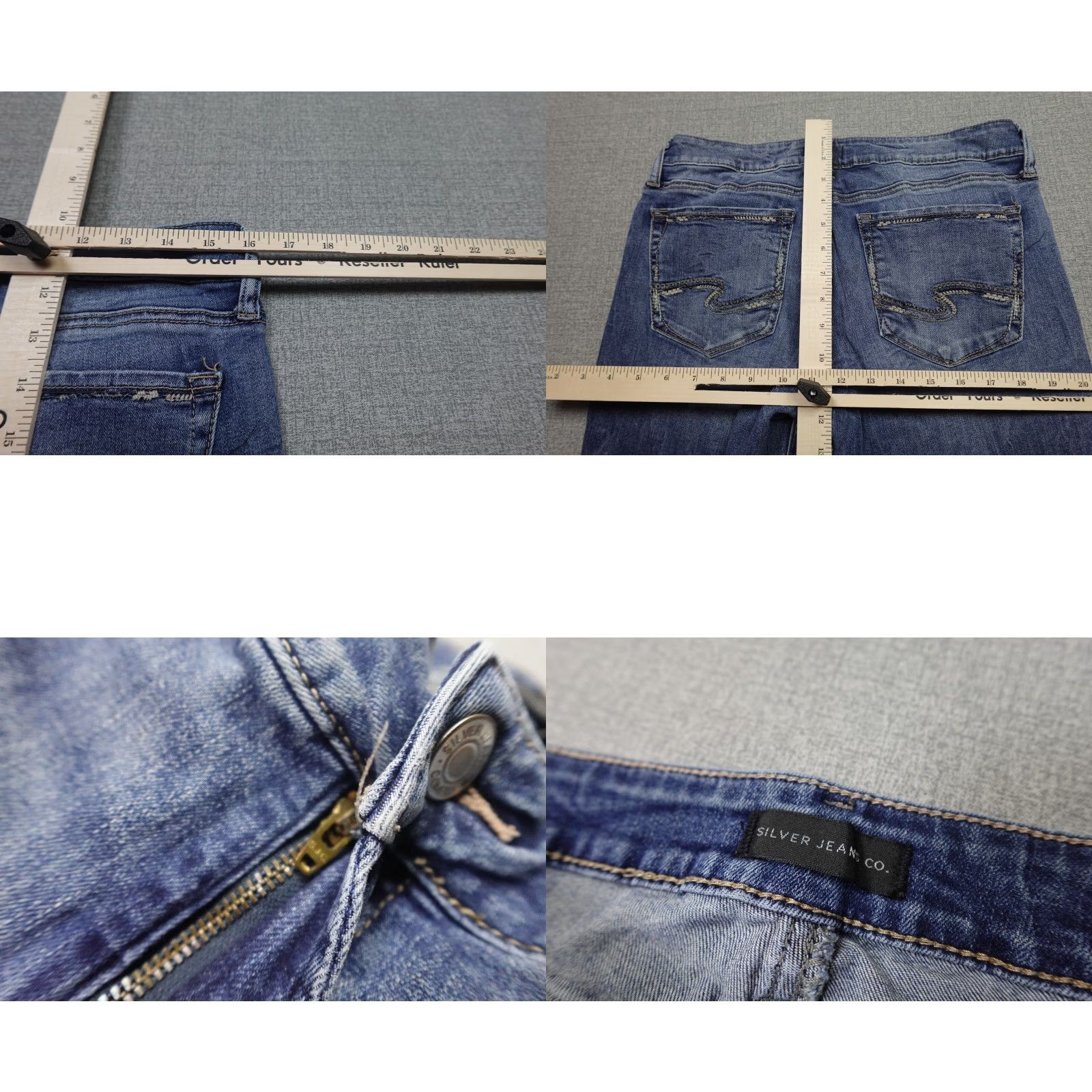 Silver Jeans Co. Silver Jeans Jeans Bootcut Women 32x30 Blue Light Wash Stretch Slim 5-Pocket Denim Steel Rhinestone Button Modern Cowboy Western Size ONE SIZE - 8 Thumbnail