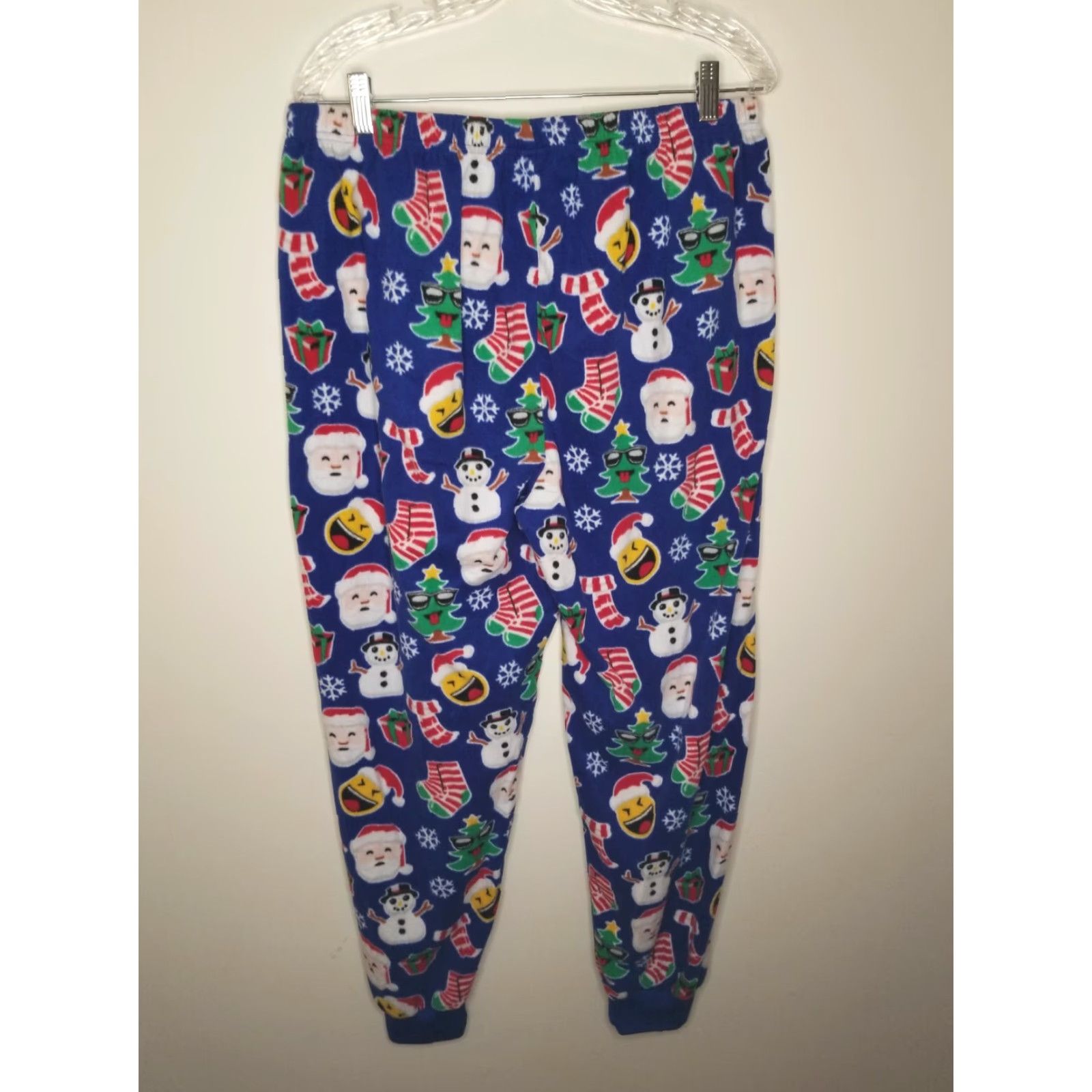 Vintage PLACE Christmas Pajama Pants Women's XL Blue Santa Trees Presents Snowmen Size 40" / US 18 - 2 Thumbnail