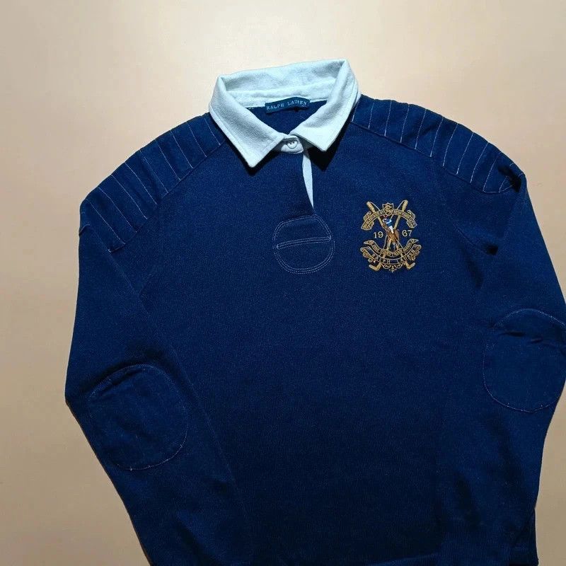 Ralph Lauren Ralph Lauren Blue Cashmere Blend Polo Shirt M Big Logo Size US M / EU 48-50 / 2 - 3 Thumbnail