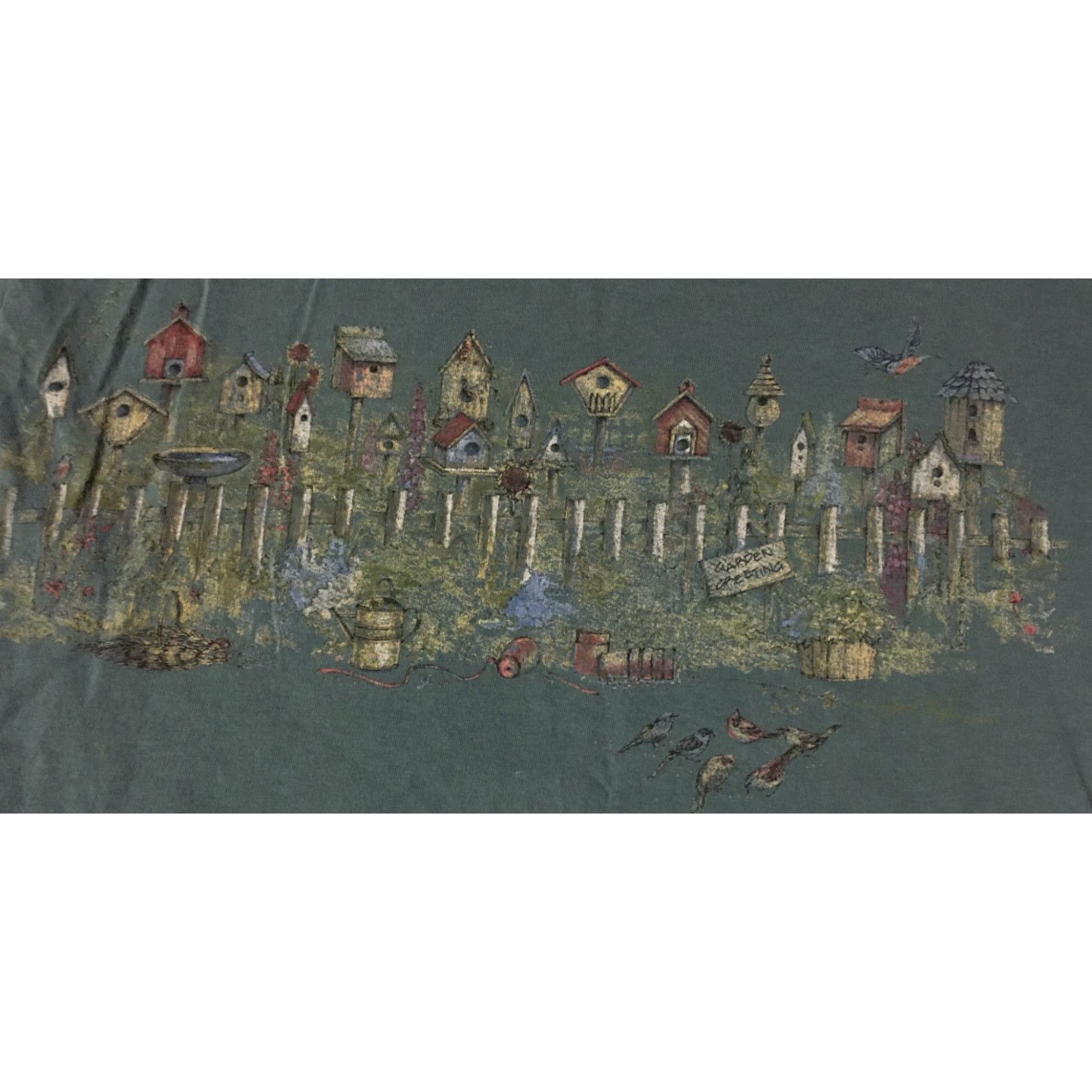 Vintage VINTAGE 90s Bird House All Over Print Faded Distressed Nature Shirt M USA Green Size US M / EU 48-50 / 2 - 3 Thumbnail