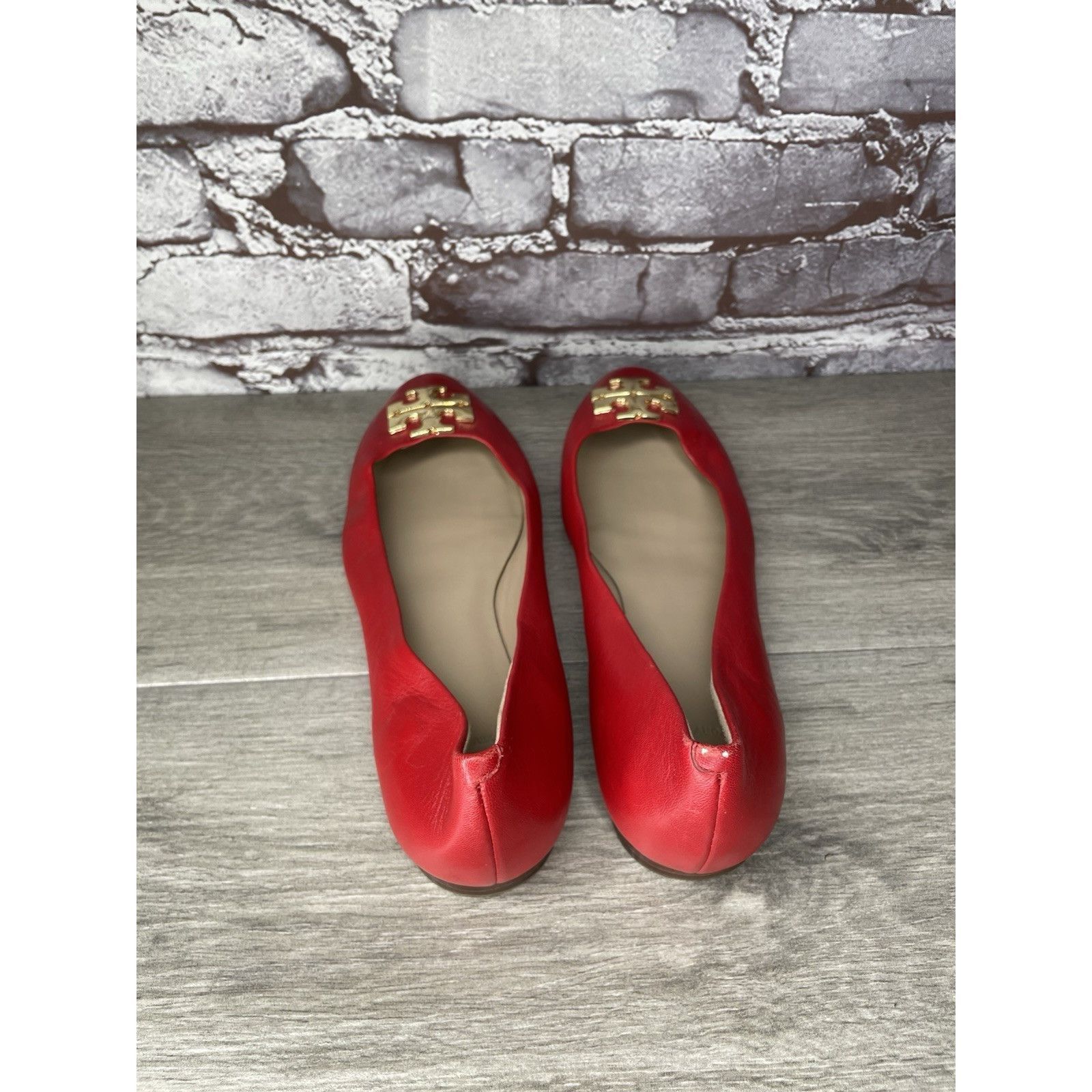 Tory Burch Tory Burch Red Leather Gold Badge Logo Ballet Flats Shoes Wo Size US 8.5 / IT 38.5 - 6 Thumbnail