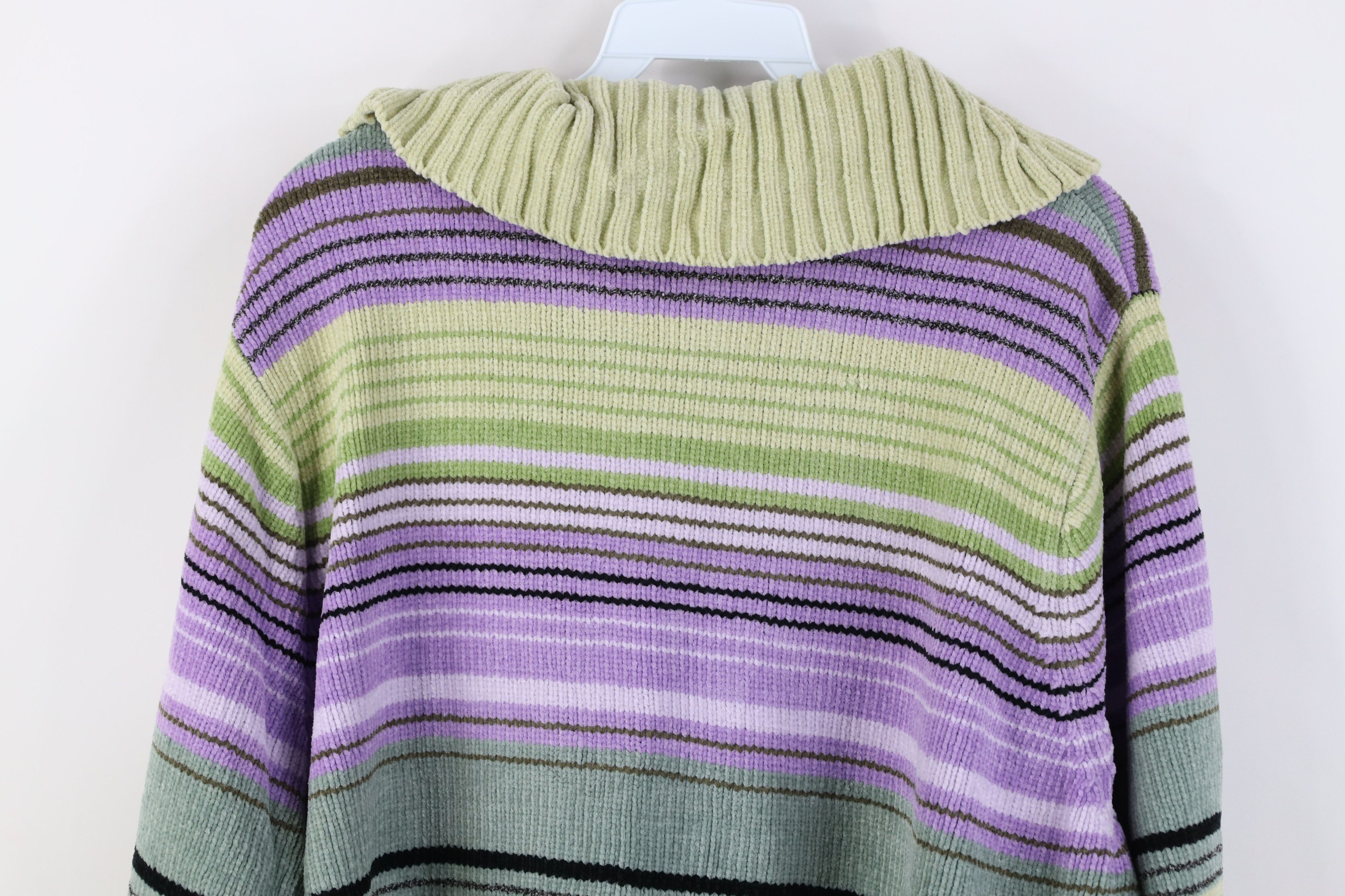 Vintage Vintage 90s Y2K Streetwear Striped Turtleneck Fleece Sweater Size XXL / US 16-18 / IT 52-54 - 11 Thumbnail