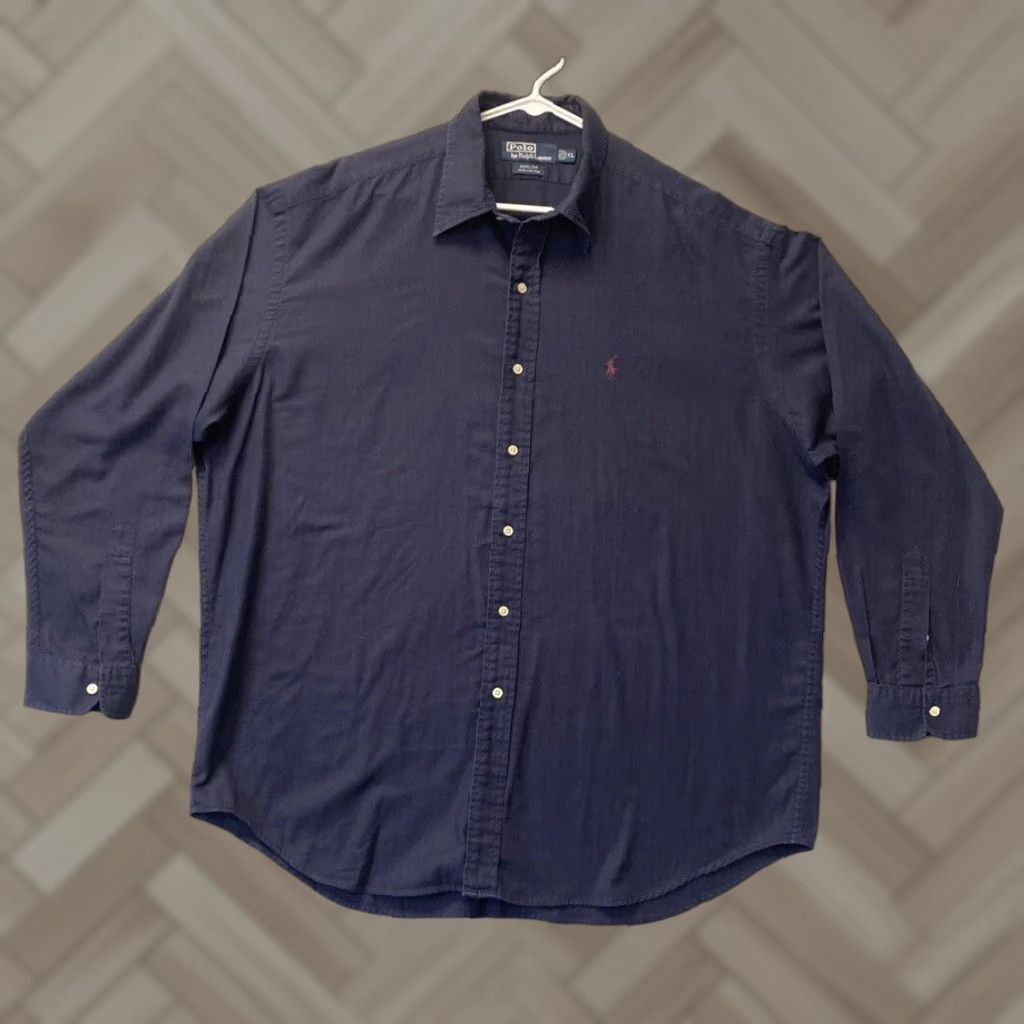 Ralph Lauren VINTAGE Ralph Lauren Polo Shirt Men XL Navy Button Up Casual Outdoor Preppy All Seasons Size US XL / EU 56 / 4 - 1 Thumbnail