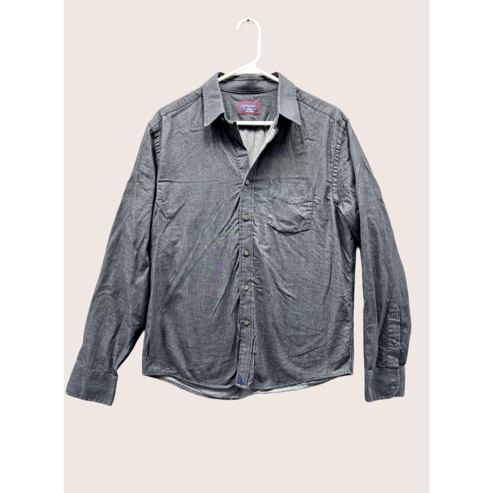 UNTUCKit UNTUCKit Shirt Mens Small Gray Solid Long Sleeve Button Front Casual Woven Size US S / EU 44-46 / 1 - 1 Thumbnail