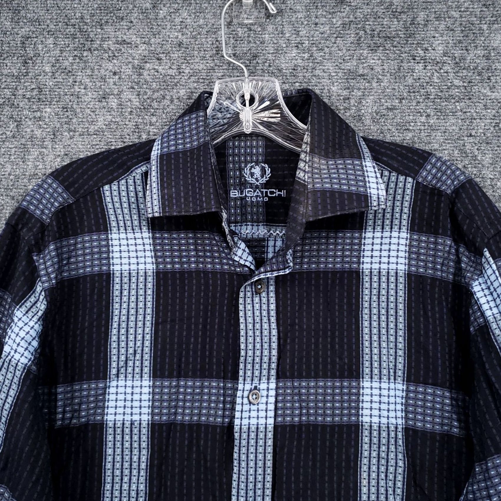 BUGATCHI Bugatchi Uomo Button-Up Shirt Mens M Medium Black Blue Plaid Long Sleeve Casual Shirt Mens Size US M / EU 48-50 / 2 - 3 Thumbnail