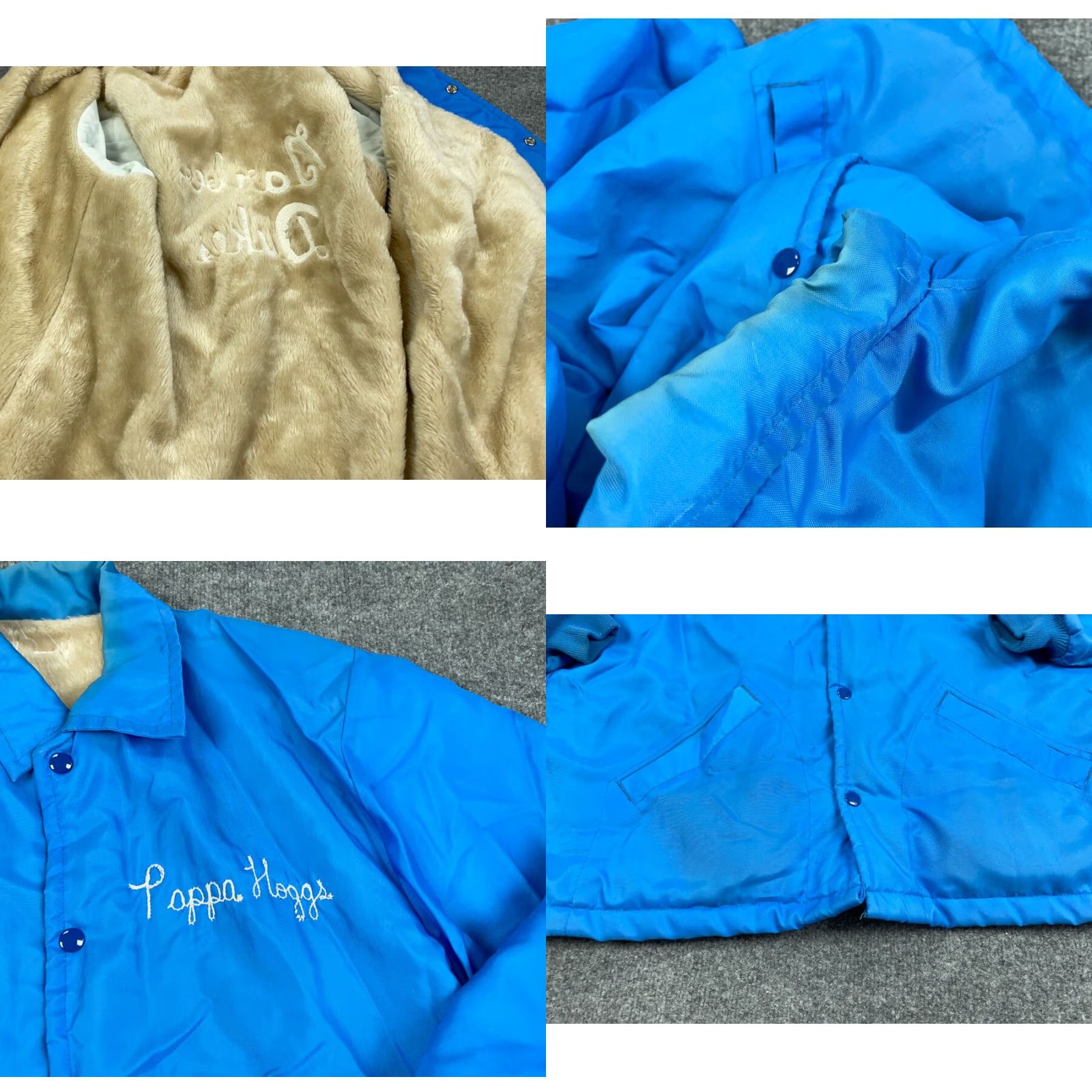Vintage VTG 80s Michigan Garber Dukes Satin Snap Jacket Adult Large Pappa Hoggs Blue Embroidered Nylon Shell Lined Bomber USA Men Vegetative? Size US L / EU 52-54 / 3 - 8 Thumbnail
