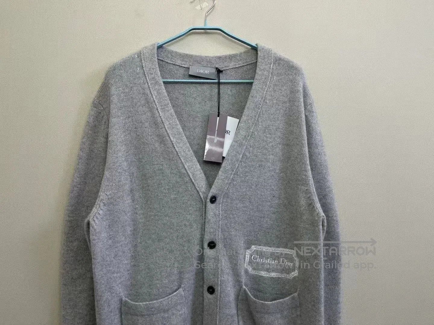 Dior DIOR Gray Embroidered Slogan Cardigan. Size US XL / EU 56 / 4 - 2 Thumbnail