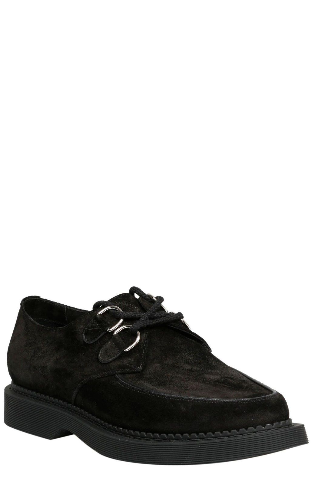image of Saint Laurent Paris Teddy Derbies In Suede Shoes in Black, Men's (Size 6)