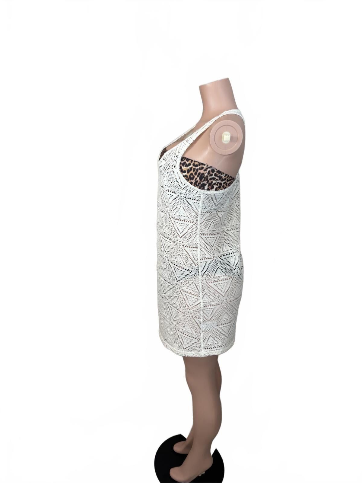 Other LAGACI Crochet Sleeveless Swim Cover-Up Dress in Cream. L Size ONE SIZE - 4 Thumbnail