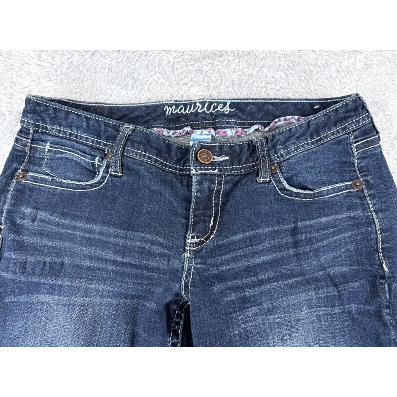 Vintage Maurices Jeans Womens 7 Blue Denim Cotton Low Rise Flared 30x28 Regular Inseam 28in 5-Pocket Stretch Cotton Blend Vintage No Size 28" / US 6 / IT 42 - 4 Thumbnail