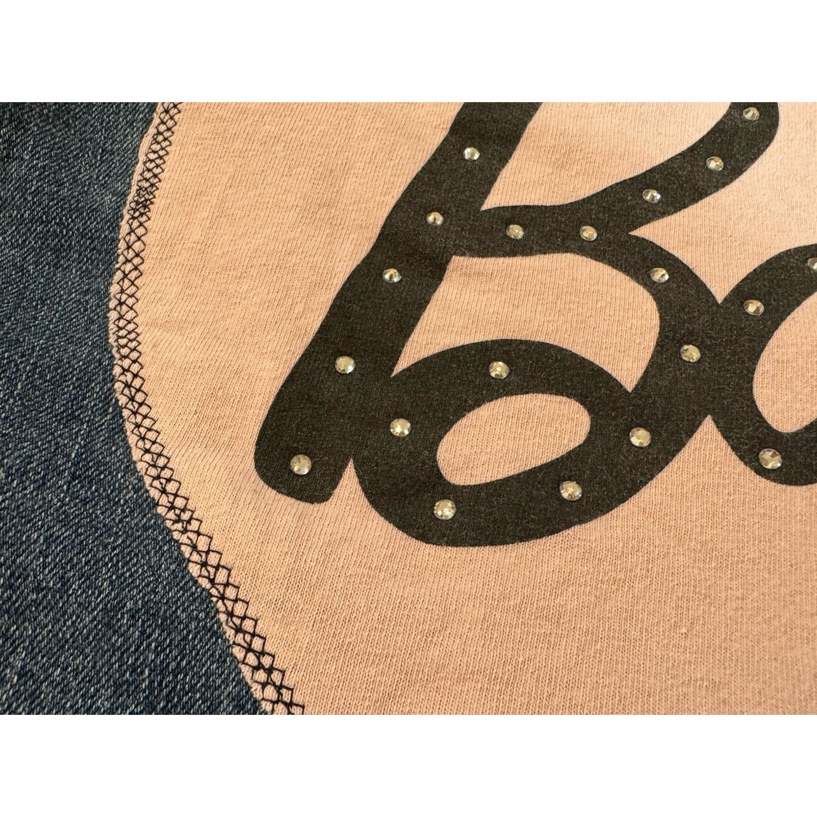 Old Navy BARBIE Pink Heart Rhinestone Denim Jacket Upcycled Retro L Size L / US 10 / IT 46 - 8 Thumbnail