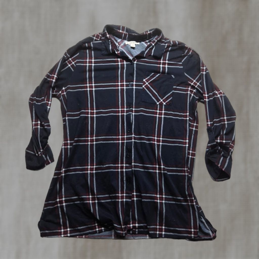 Vintage VINTAGE New York Laundry Shirt Plaid Button-Up Womens 2XL Navy Blue (Adult) - Plus Size, Blue, 2X, Womens Size XXL / US 16-18 / IT 52-54 - 1 Thumbnail