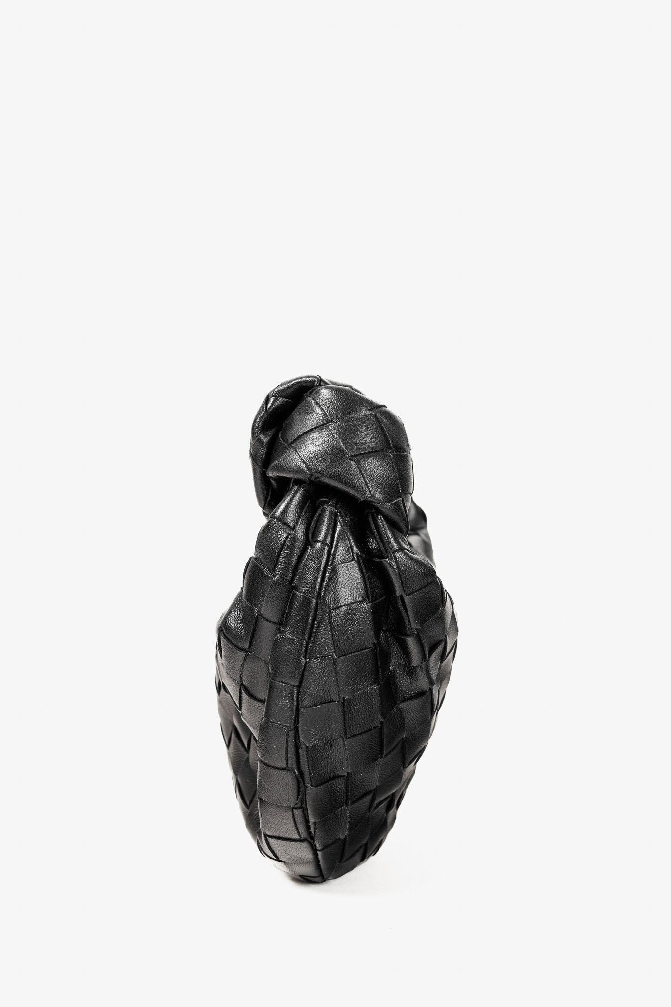 Bottega Veneta Bottega Veneta Mini Jodie Black Leather Knotted Round Bag Size ONE SIZE - 3 Thumbnail