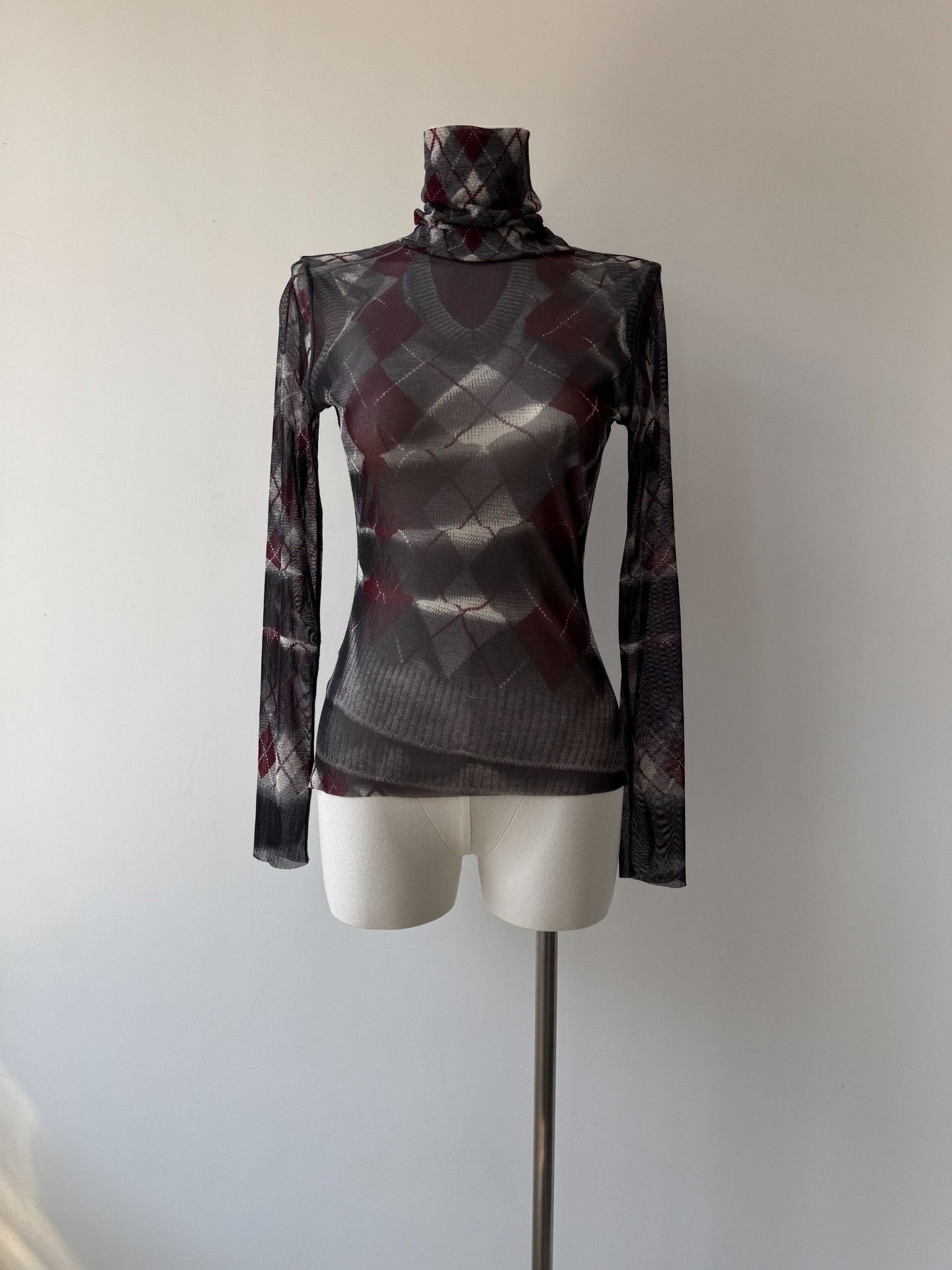 Jean Paul Gaultier Jean Paul Gaultier Plaid Mesh Sheer Top Size S / US 4 / IT 40 - 1 Thumbnail