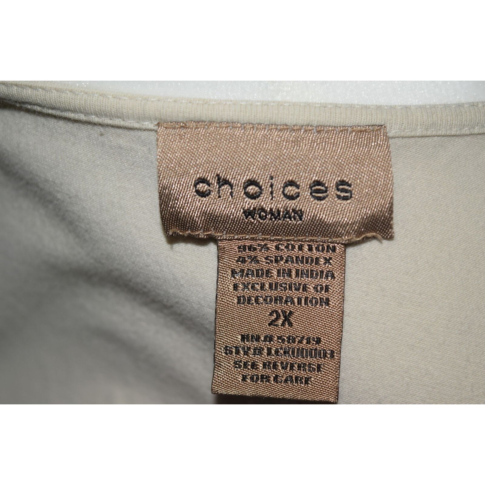 Vintage Choices Woman Embroidered Beaded V-Neck SS Cotton Top SZ 2X Size XXL / US 16-18 / IT 52-54 - 7 Thumbnail