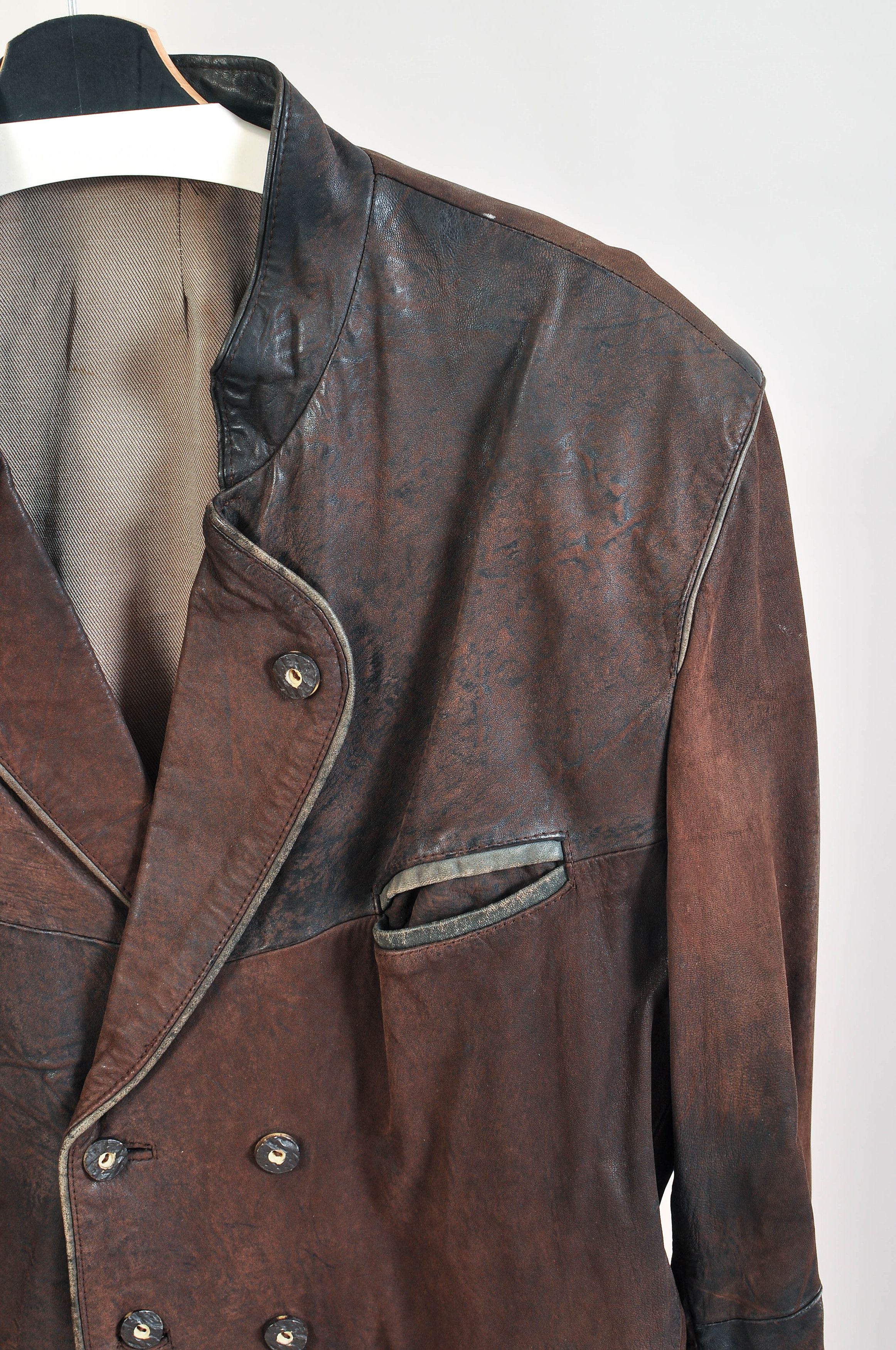 Other Vintage 90s Suede Leather Double Breasted Jacket Size US XXL / EU 58 / 5 - 3 Thumbnail