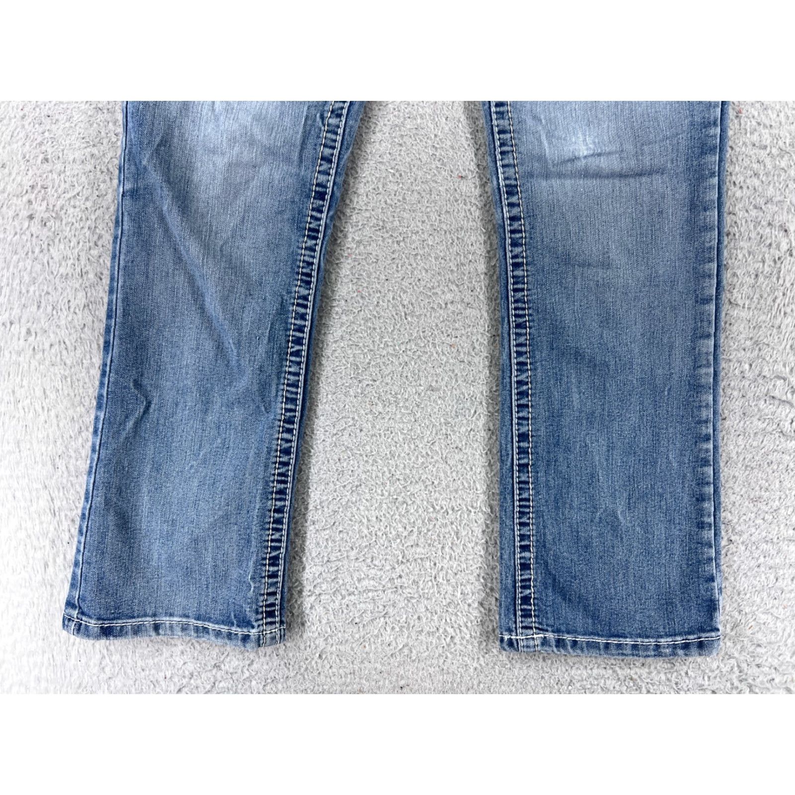Vintage Maurices Jeans Womens 5 Blue Denim Low Rise Bootcut 27x28 Regular Stretch Size 27" / US 4 / IT 40 - 2 Thumbnail