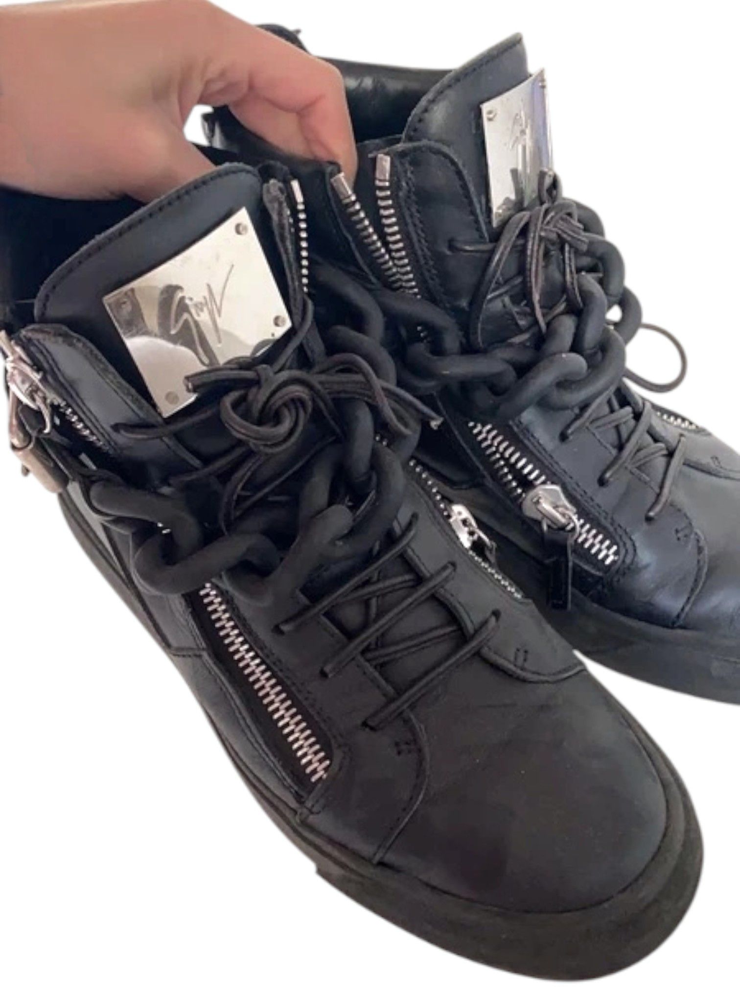 Giuseppe Zanotti Giuseppe Zanotti Black Chain High-Top Sneakers, Late 2010s Size US 7 / EU 40 - 2 Thumbnail