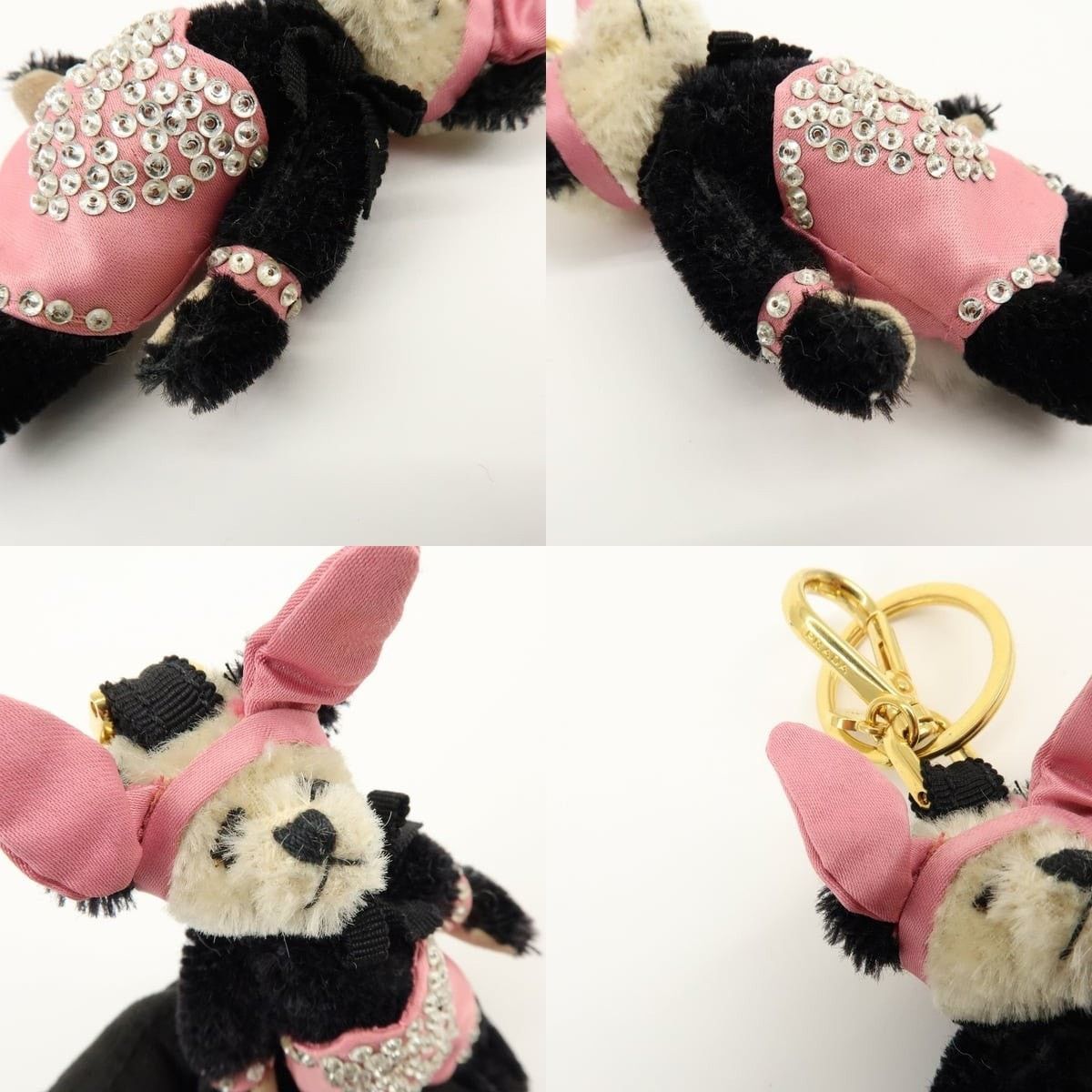 Prada Prada Panda Bunny Charm Canvas Keychain Black Size ONE SIZE - 4 Thumbnail